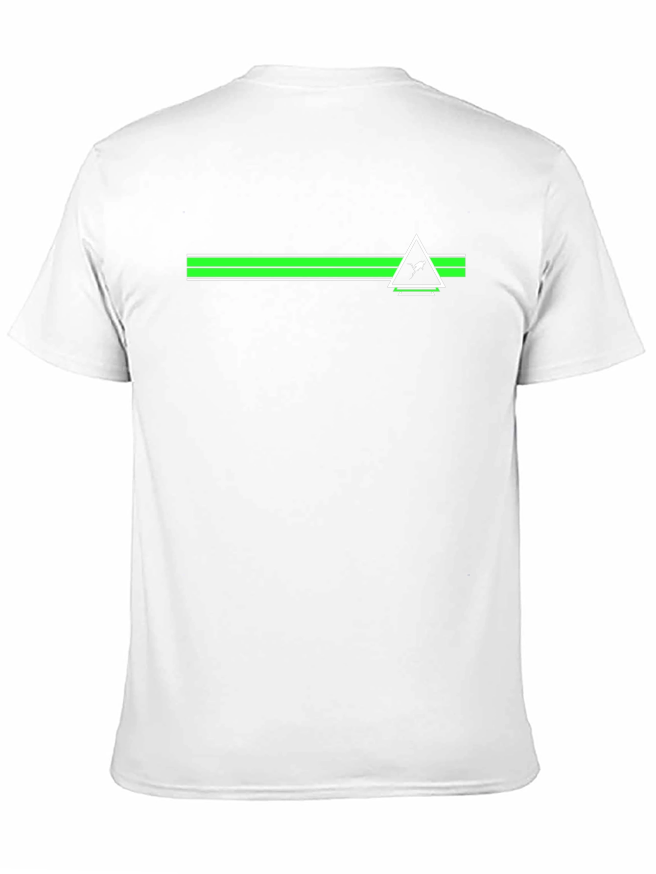 Modern Graphic Tee - Green Stripe & Triangle Design