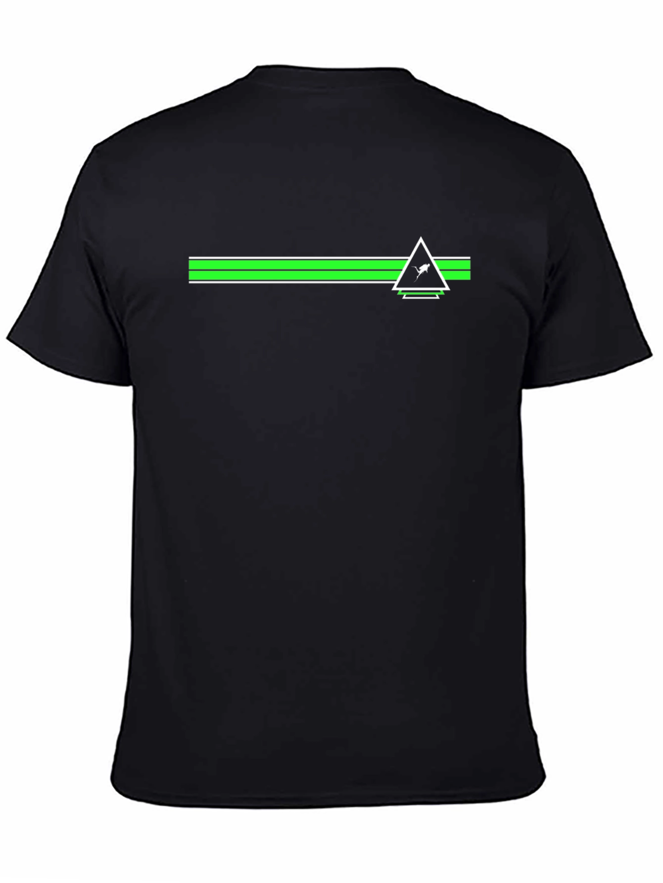 Modern Graphic Tee - Green Stripe & Triangle Design