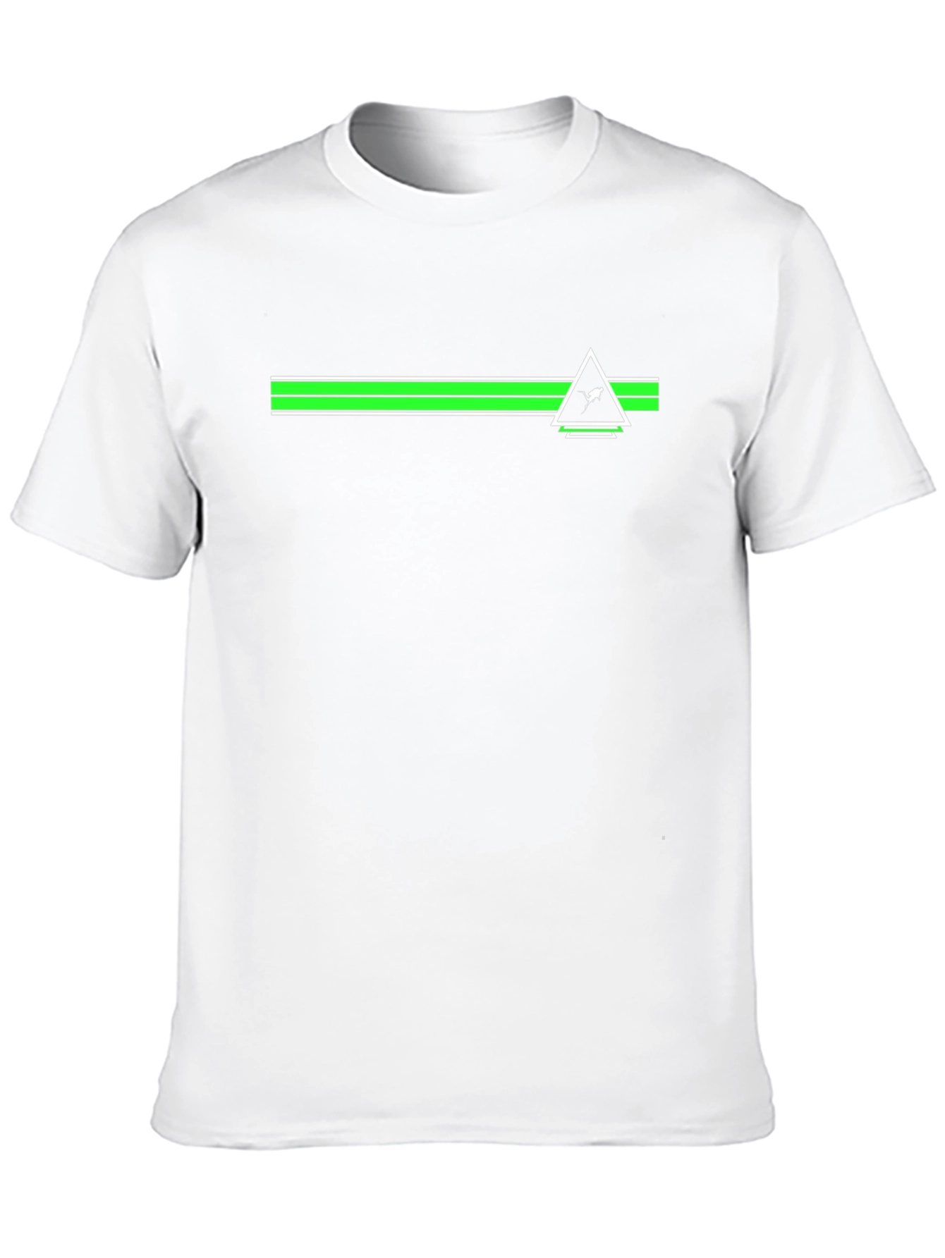 Modern Graphic Tee - Green Stripe & Triangle Design