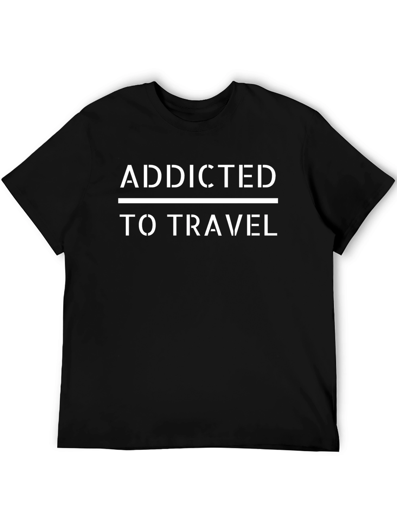 Addicted To Travel T-Shirt - Black Cotton