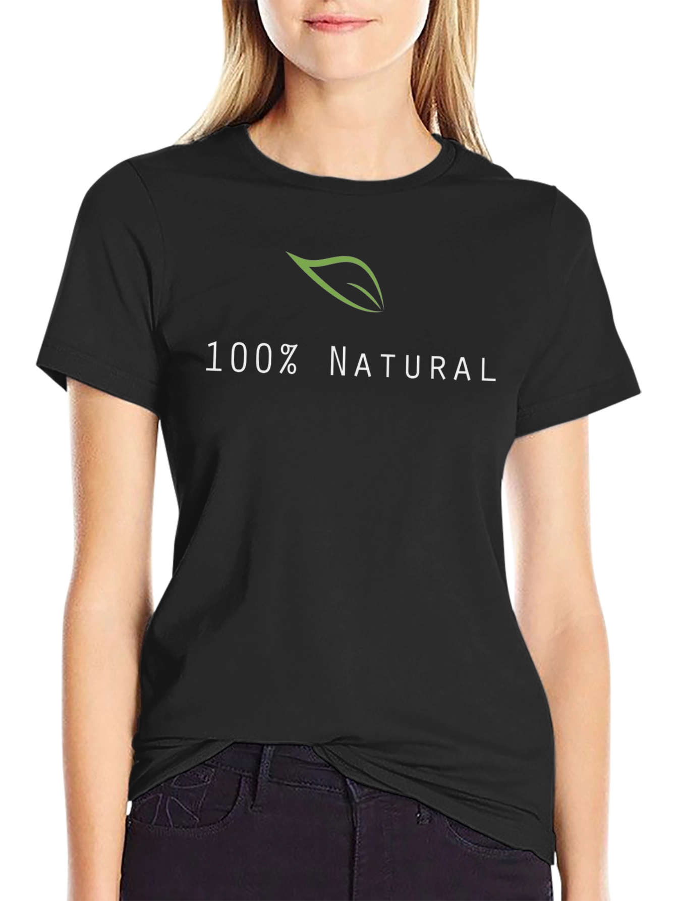 100% Natural Black Cotton T-Shirt