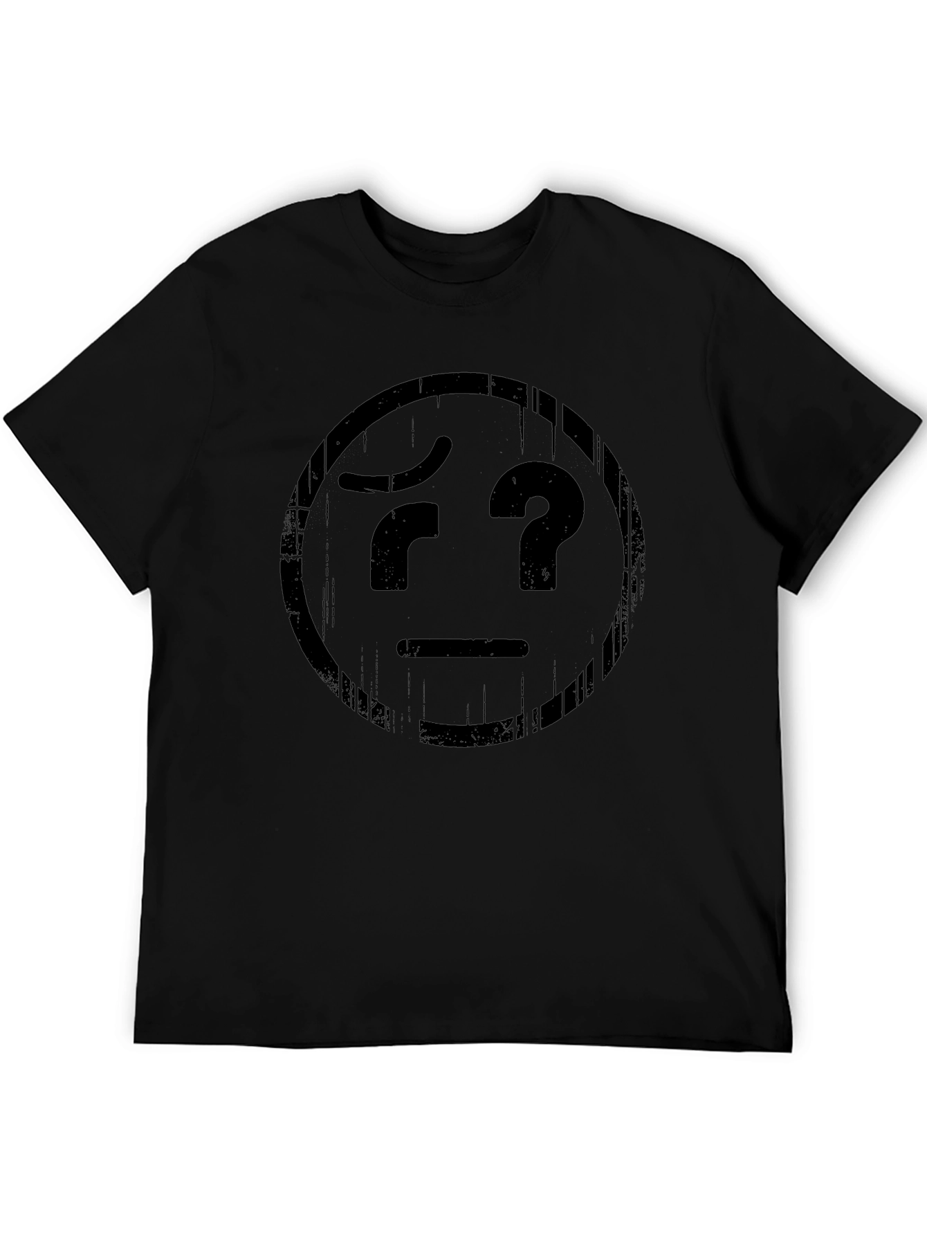 Confused Emoji Graphic T-Shirt - Black Cotton Tee