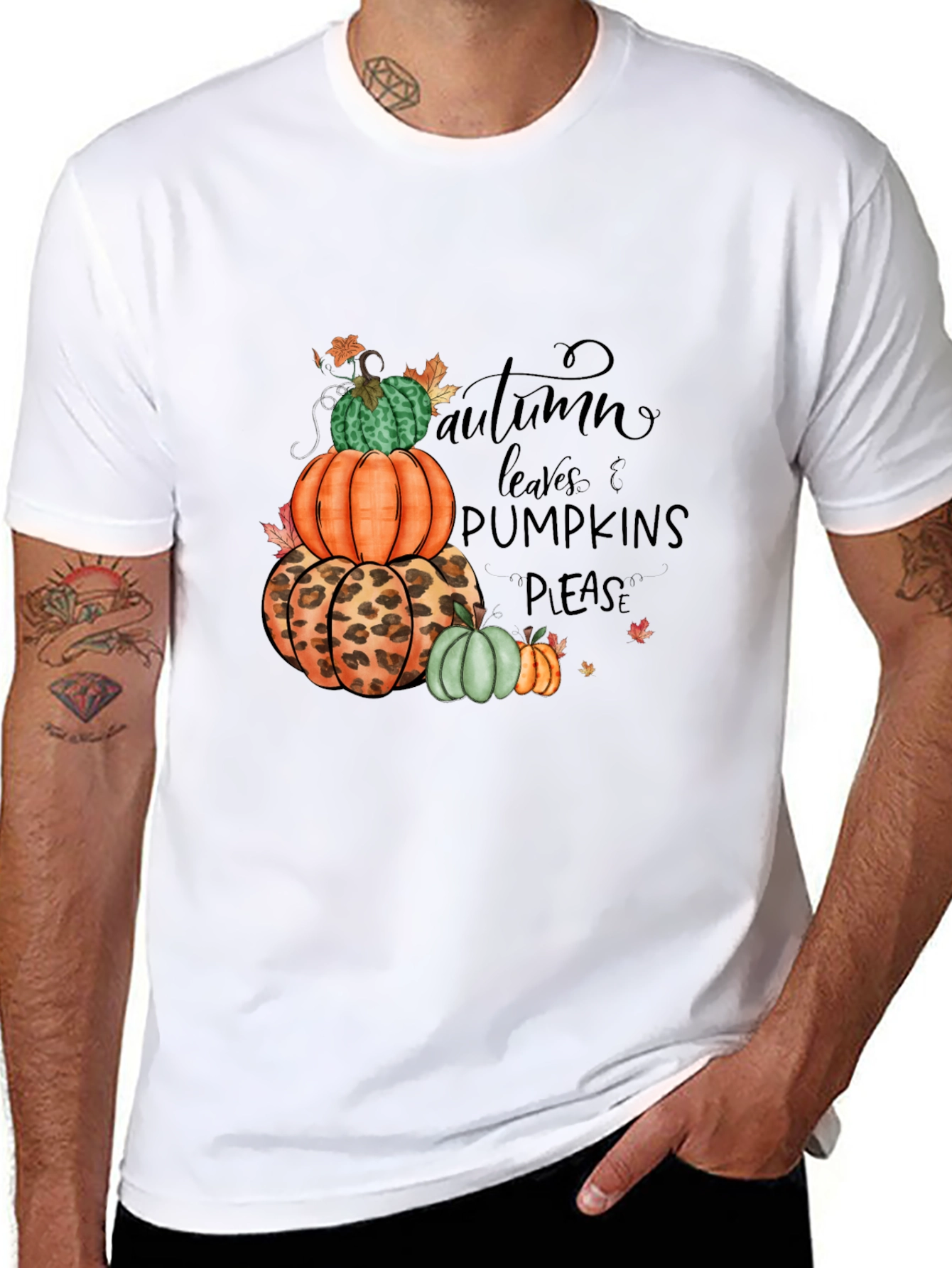 Autumn Leaves & Pumpkins Please T-Shirt
