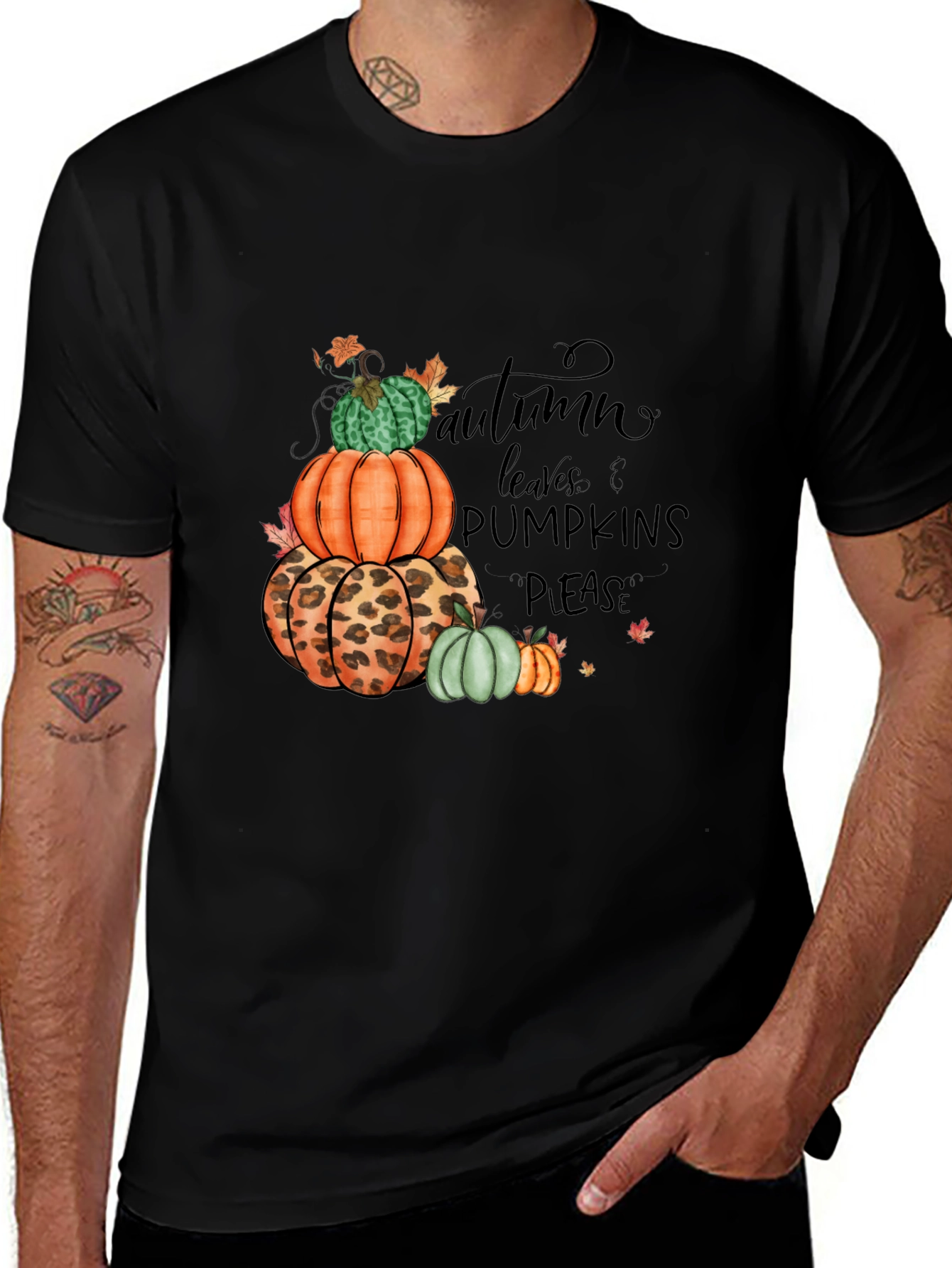 Autumn Leaves & Pumpkins Please T-Shirt