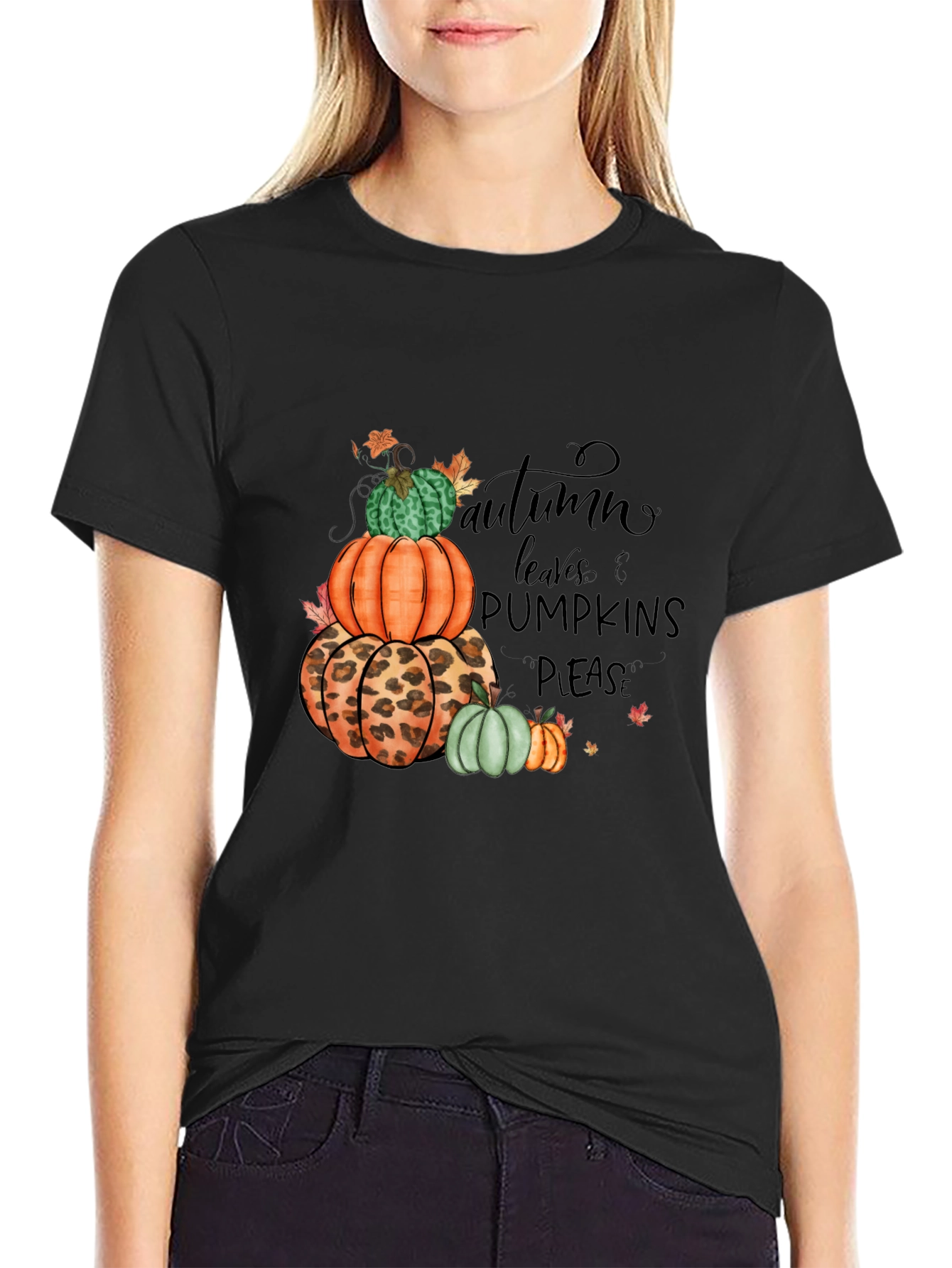 Autumn Leaves & Pumpkins Please T-Shirt