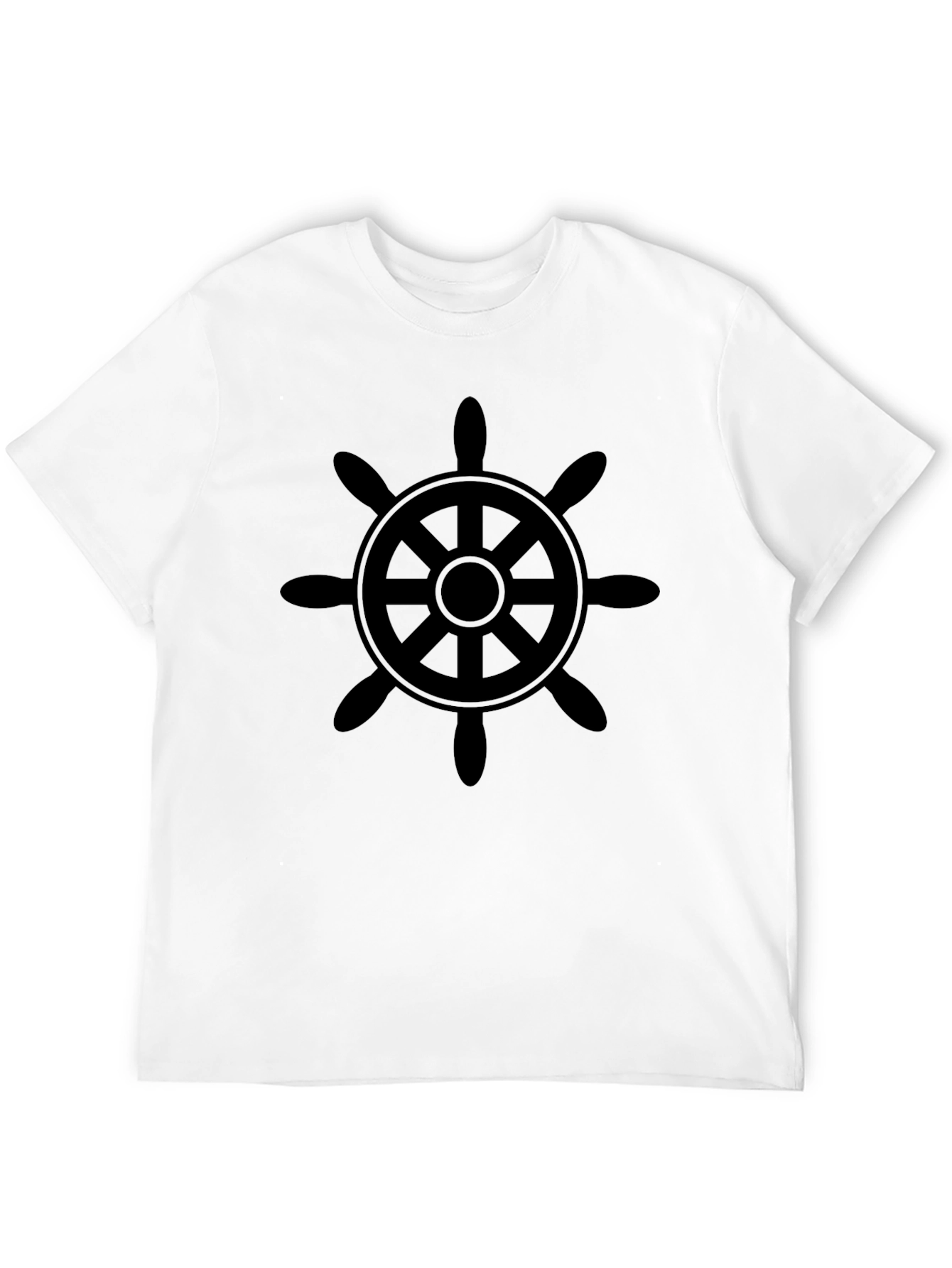 Nautical Wheel Graphic Tee - Classic Black Cotton T-Shirt