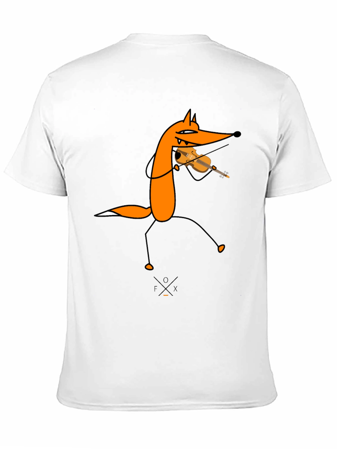 Funny Fox Violinist Black Graphic Tee