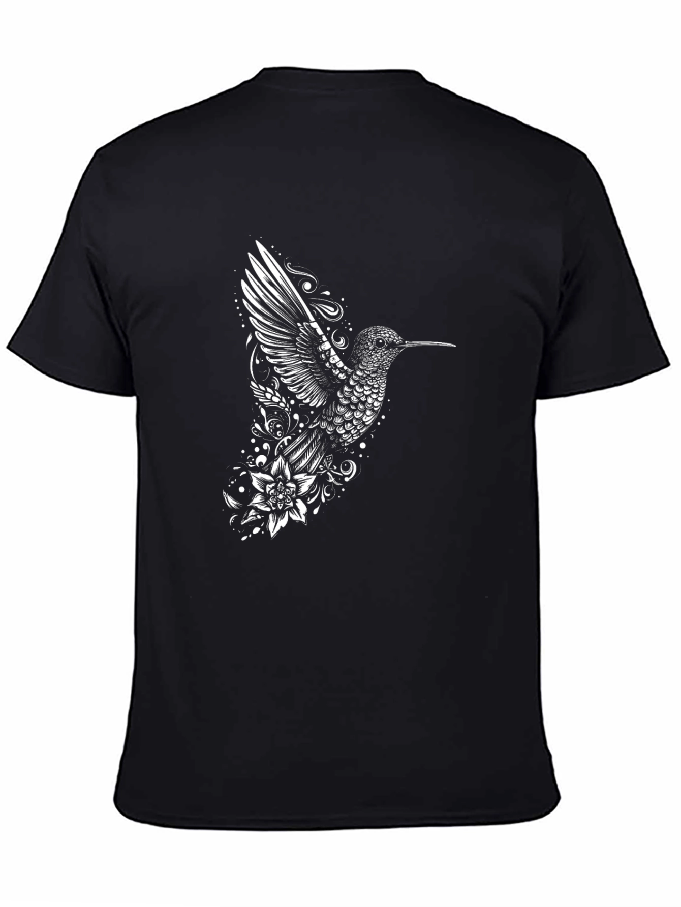 Hummingbird Floral Graphic Tee - Black