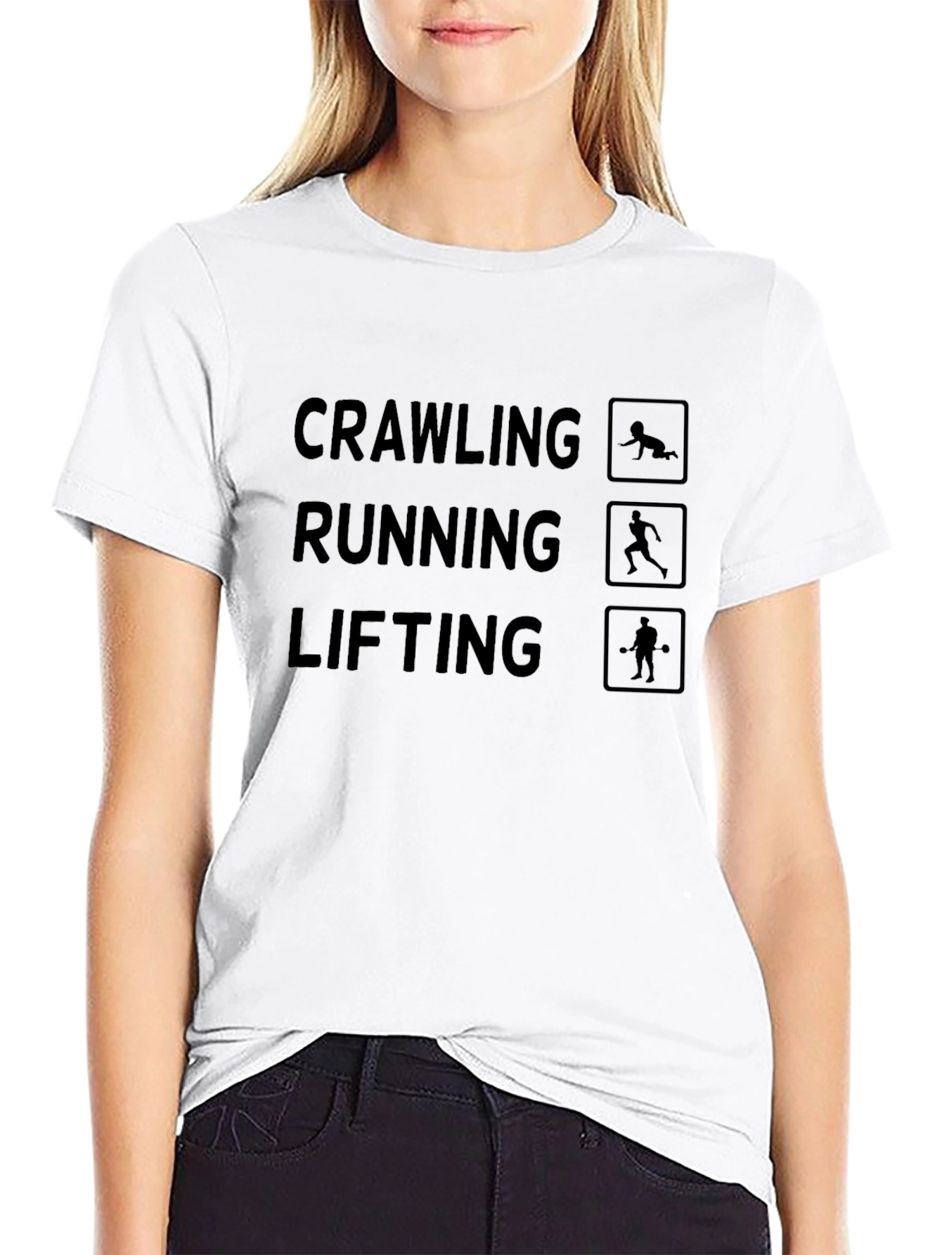Crawling Running Lifting Graphic Tee - Black