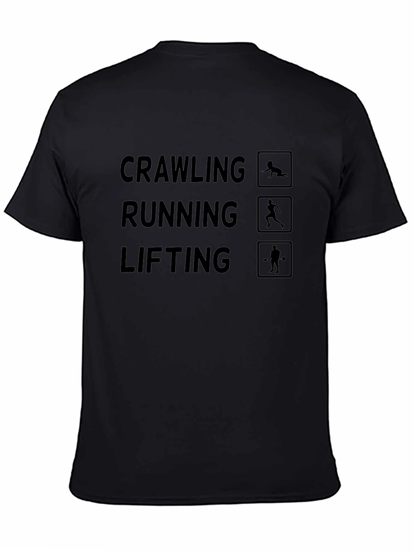 Crawling Running Lifting Graphic Tee - Black