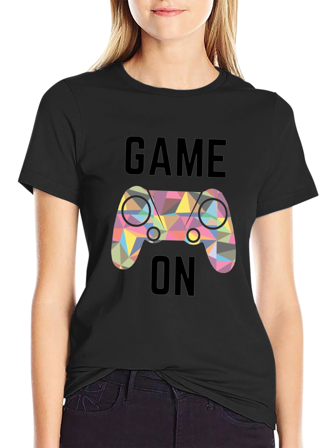 Game On! Geometric Controller Graphic Tee - Black