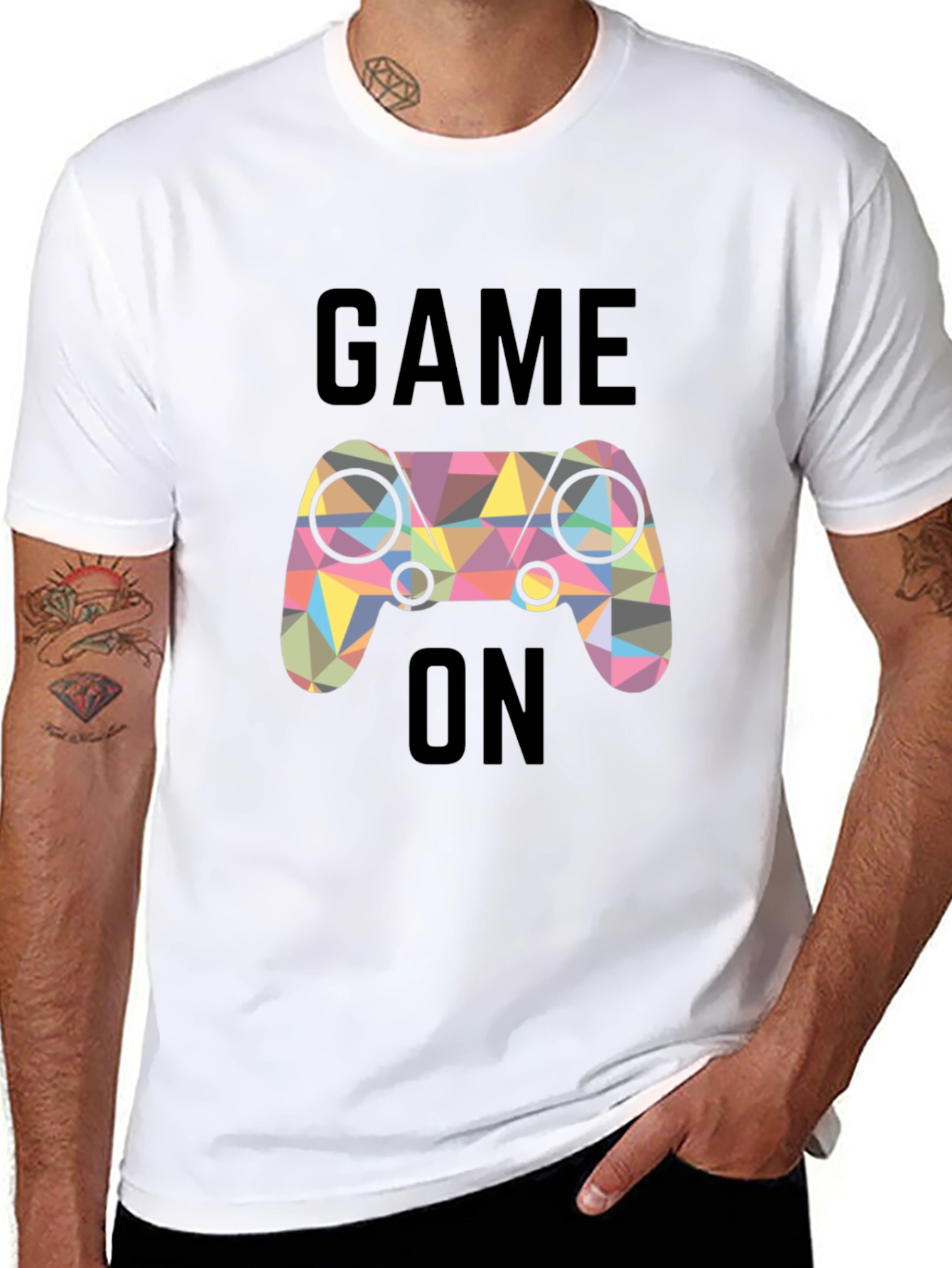 Game On! Geometric Controller Graphic Tee - Black