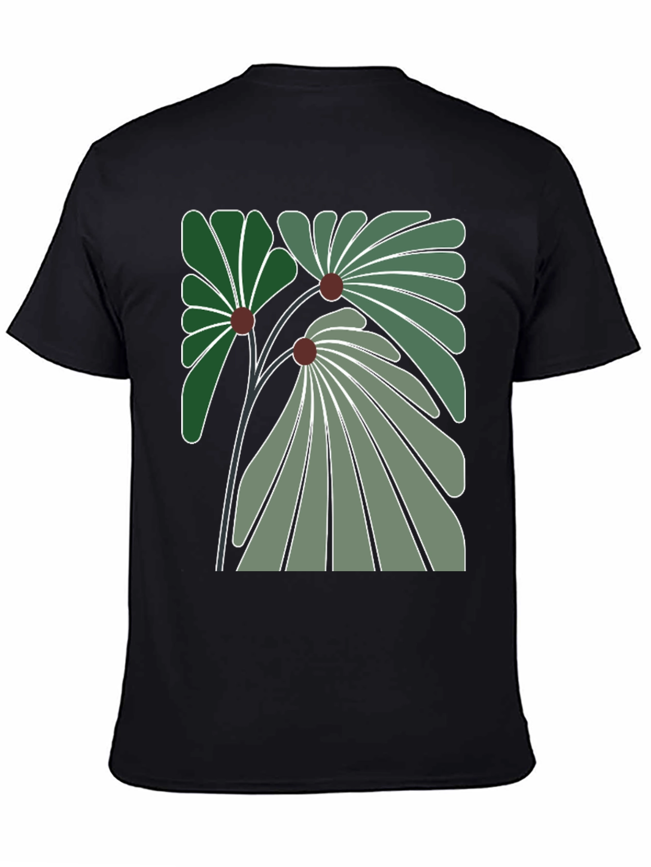 Floral Graphic Print Black Tee