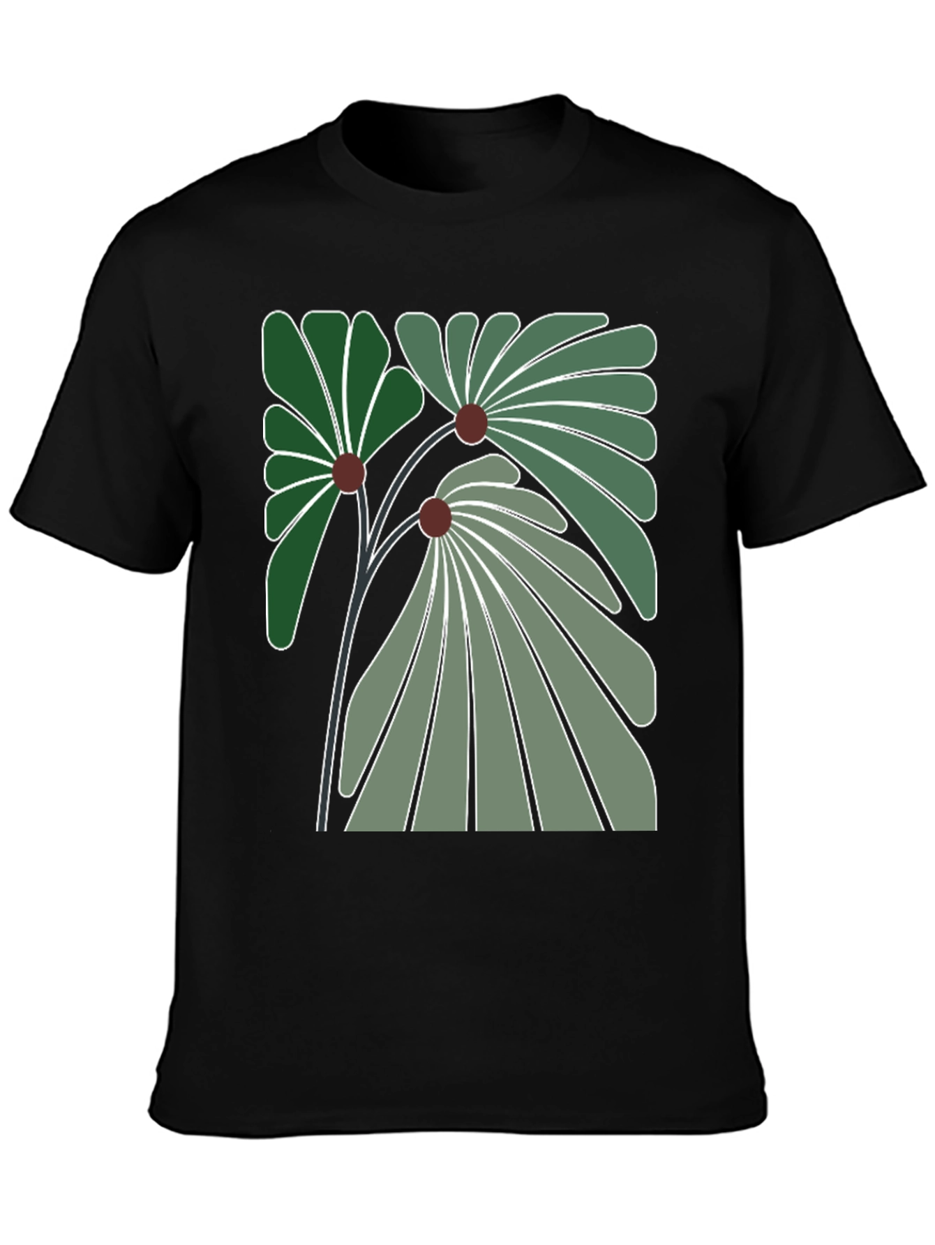 Floral Graphic Print Black Tee