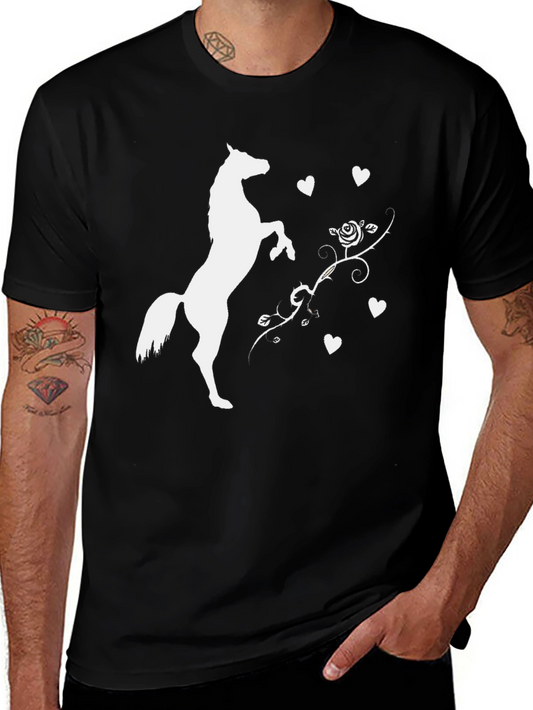 Equestrian Love T-Shirt - Black Horse & Hearts Tee