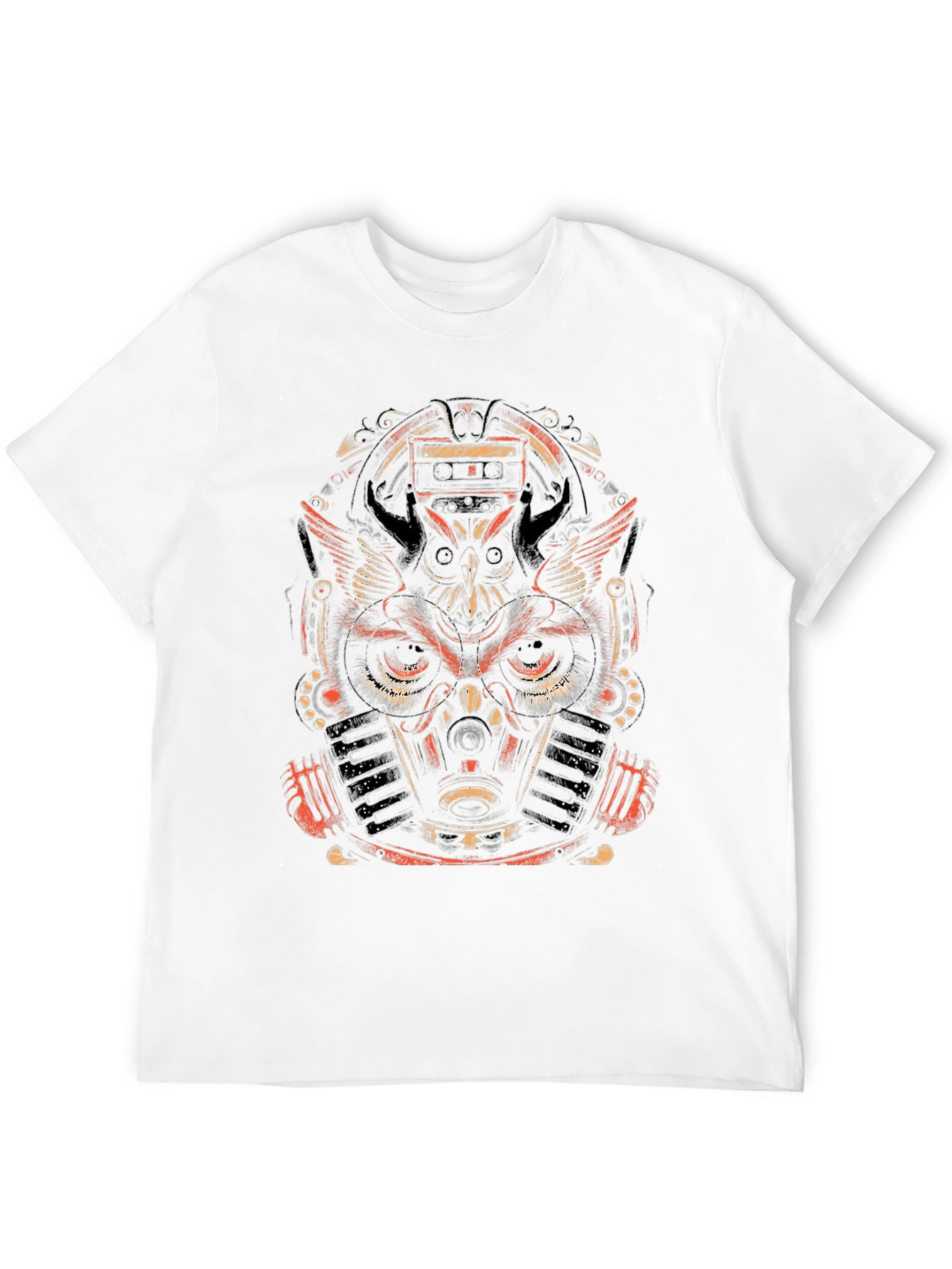 Steampunk Owl Graphic Print Black T-Shirt