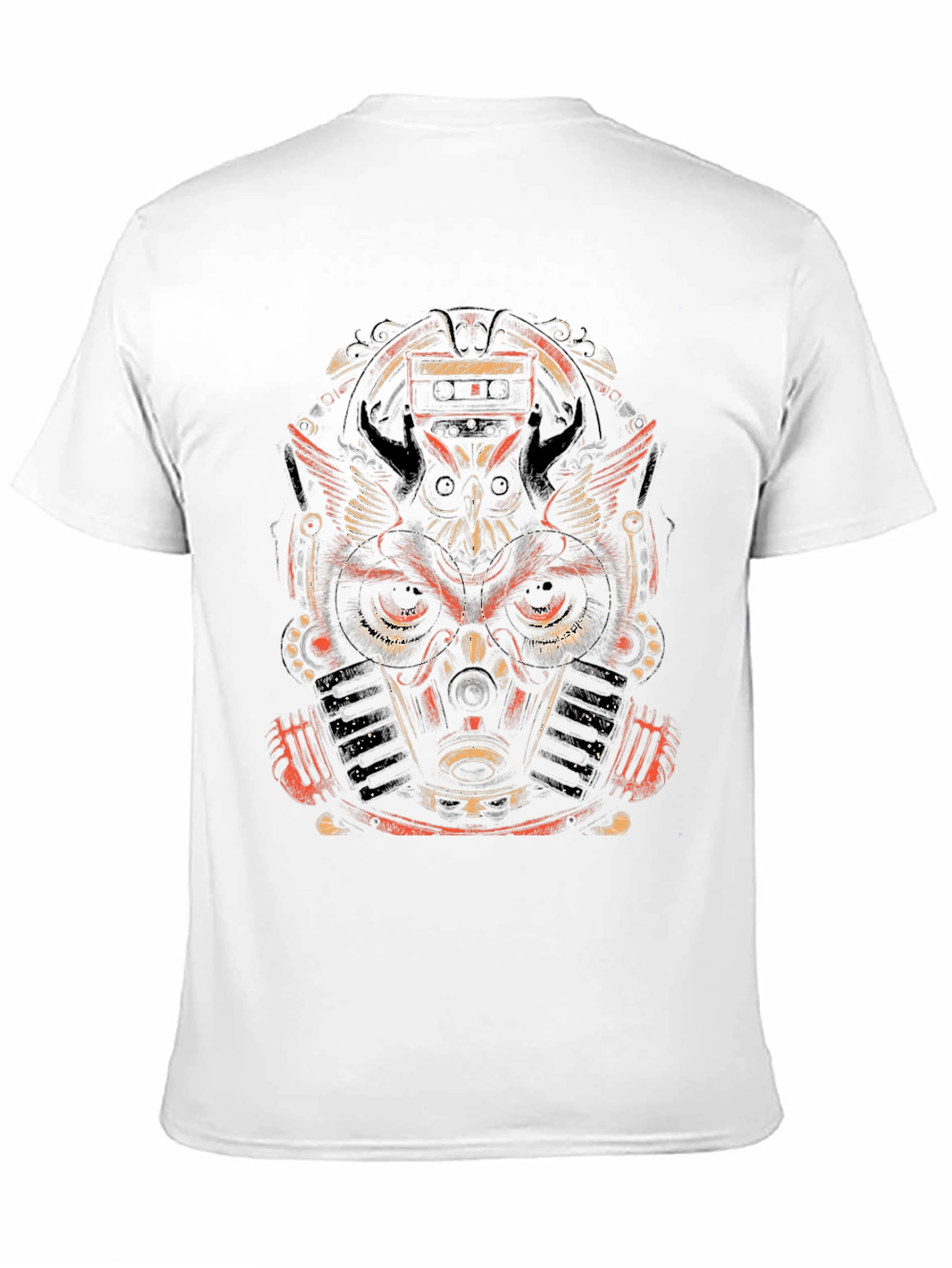 Steampunk Owl Graphic Print Black T-Shirt