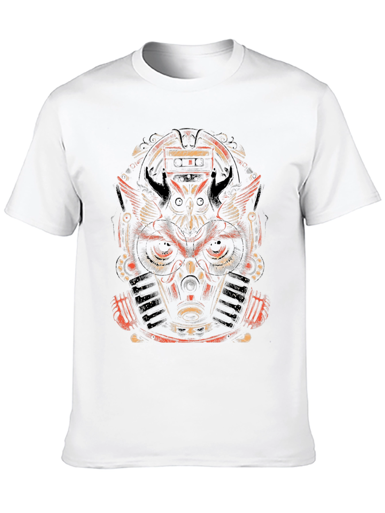 Steampunk Owl Graphic Print Black T-Shirt