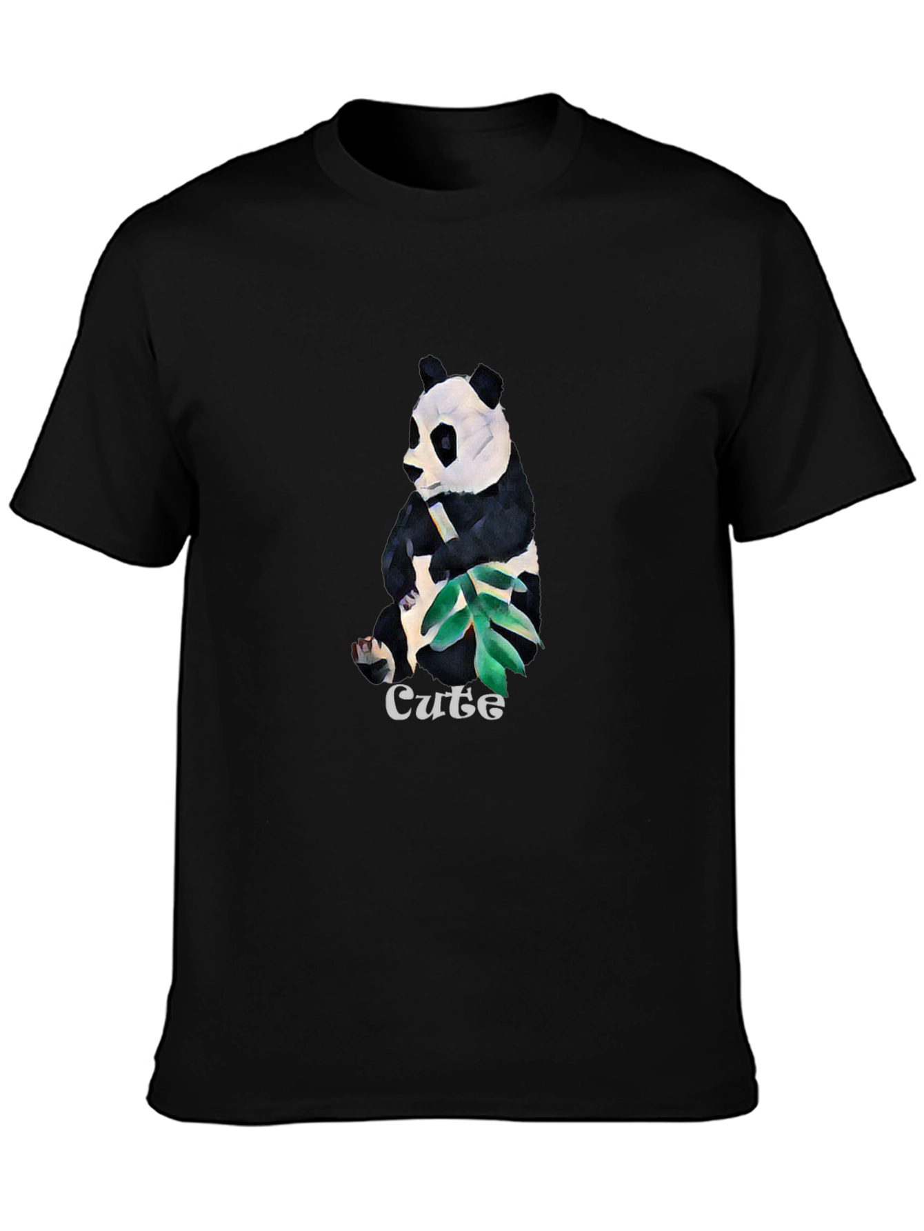 Cute Panda Graphic T-Shirt - Black