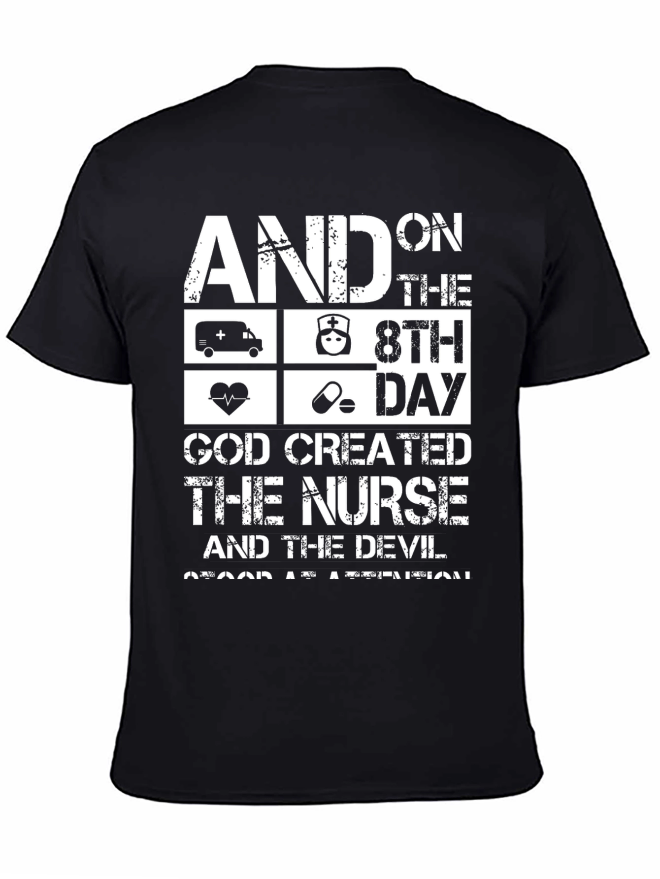 Nurse God Created Black Graphic Tee