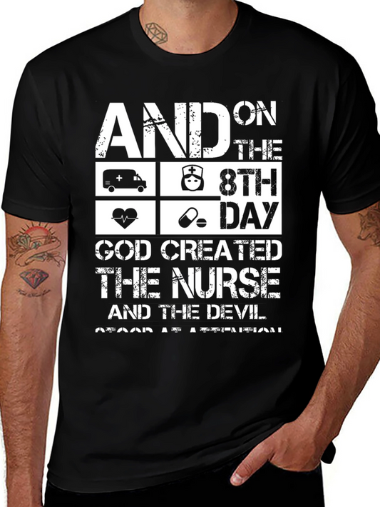 Nurse God Created Black Graphic Tee