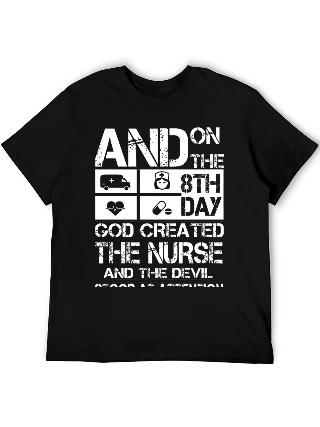 Nurse God Created Black Graphic Tee