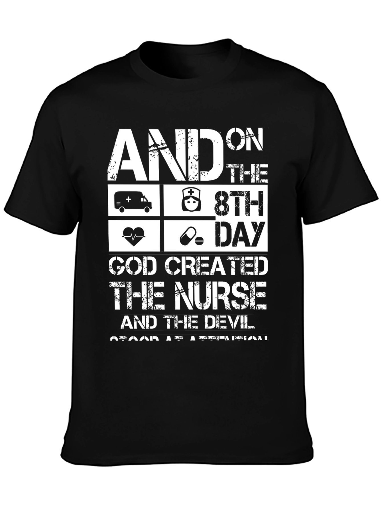 Nurse God Created Black Graphic Tee