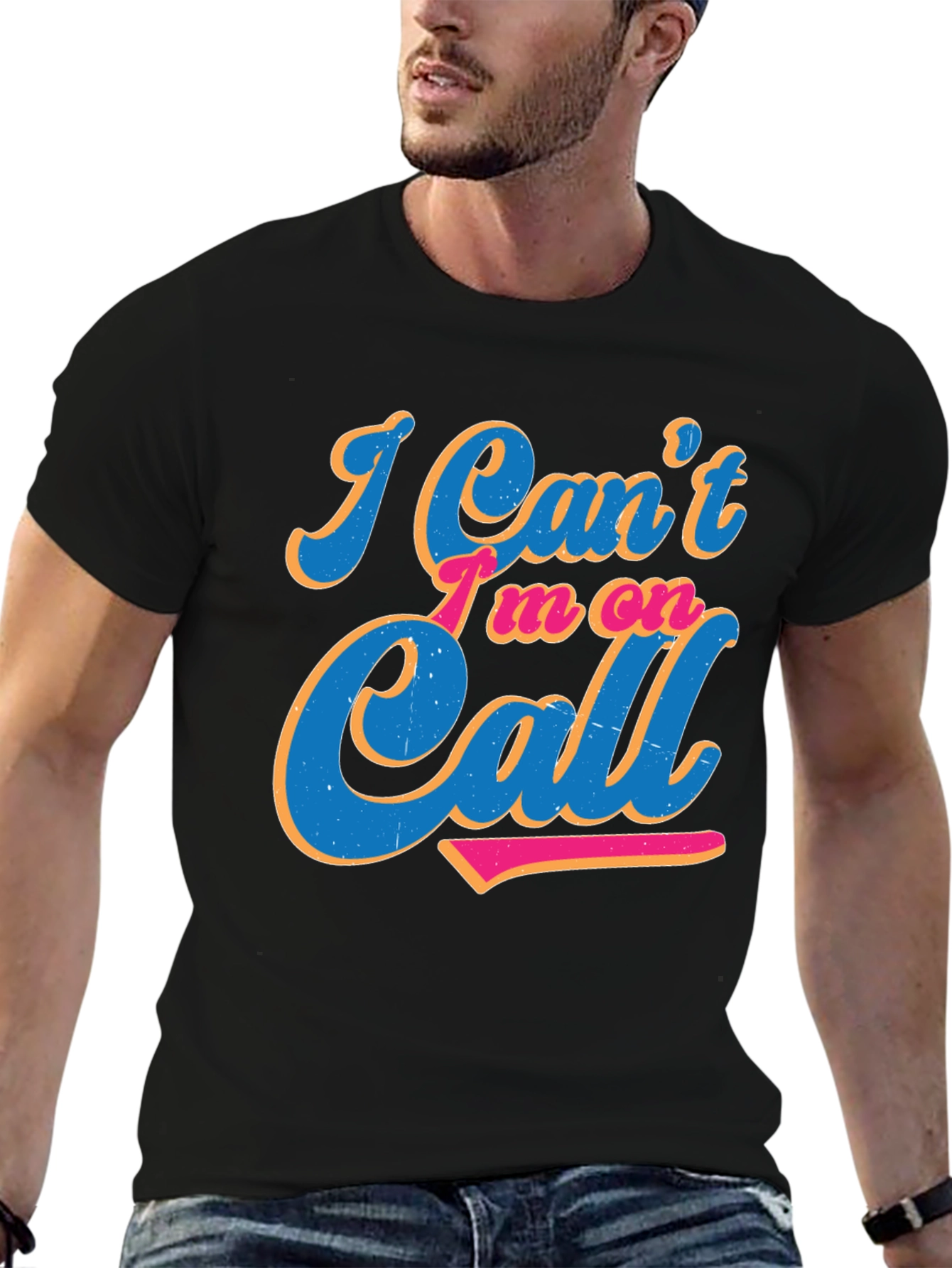 Im On Call Graphic Tee - Black Crewneck Shirt