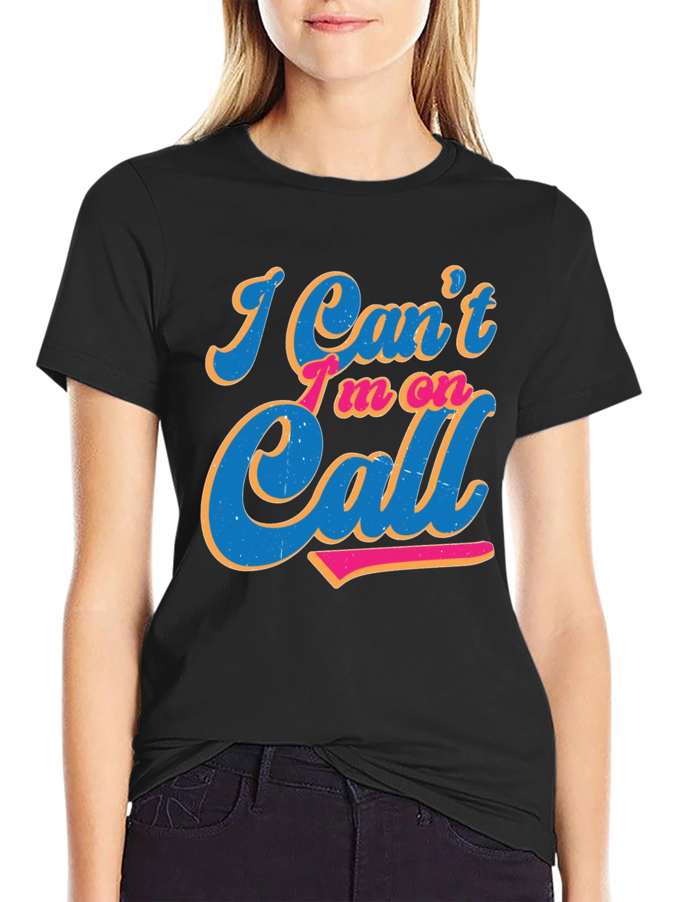 Im On Call Graphic Tee - Black Crewneck Shirt
