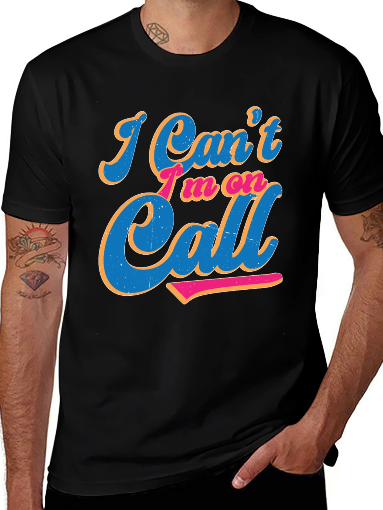 Im On Call Graphic Tee - Black Crewneck Shirt