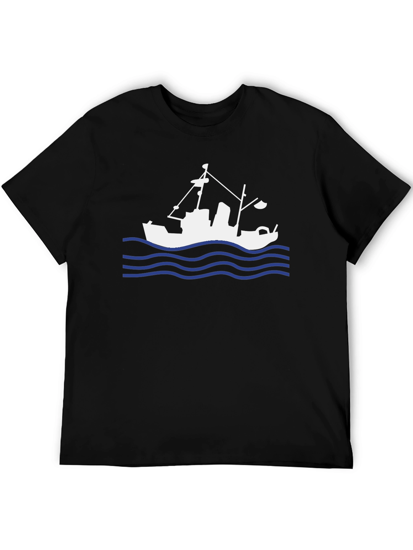 Fishing Boat Graphic Tee - Black