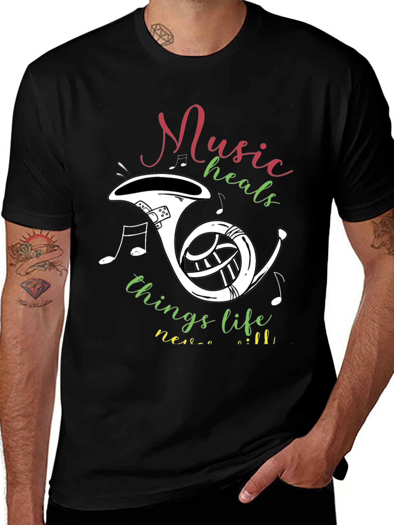 Music Heals T-Shirt - Musical Instrument Graphic Tee