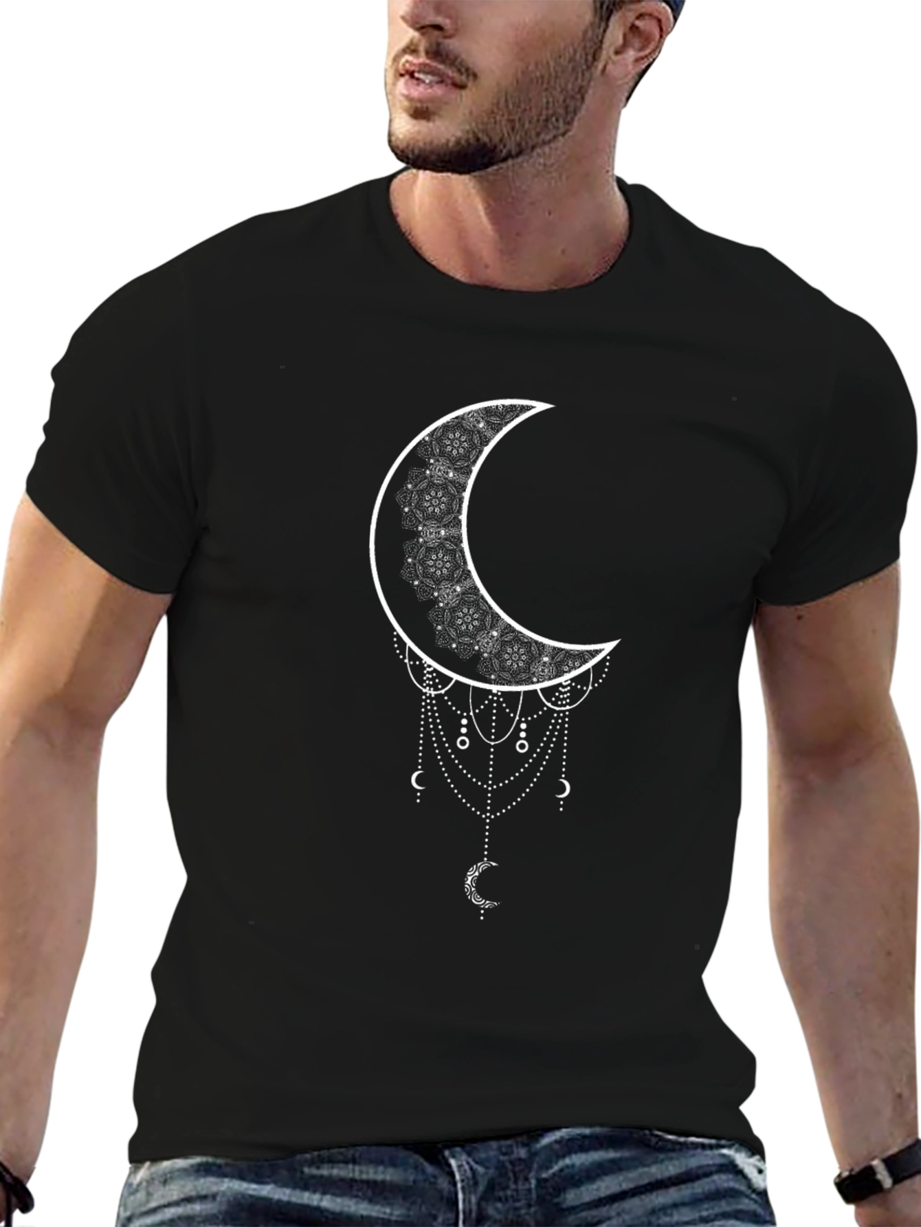 Crescent Moon Graphic Black T-Shirt