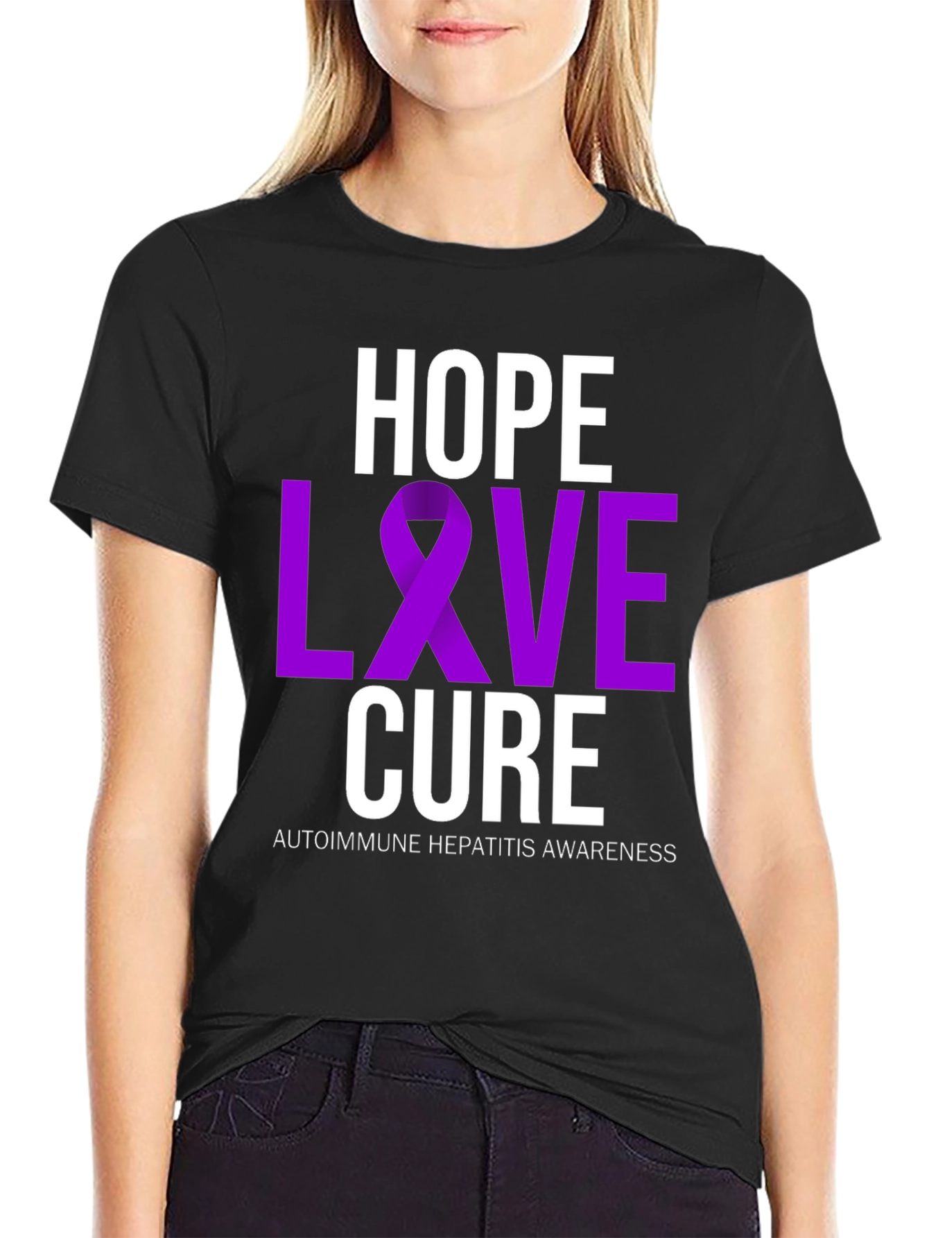 Hope Love Cure T-Shirt - Autoimmune Hepatitis Awareness