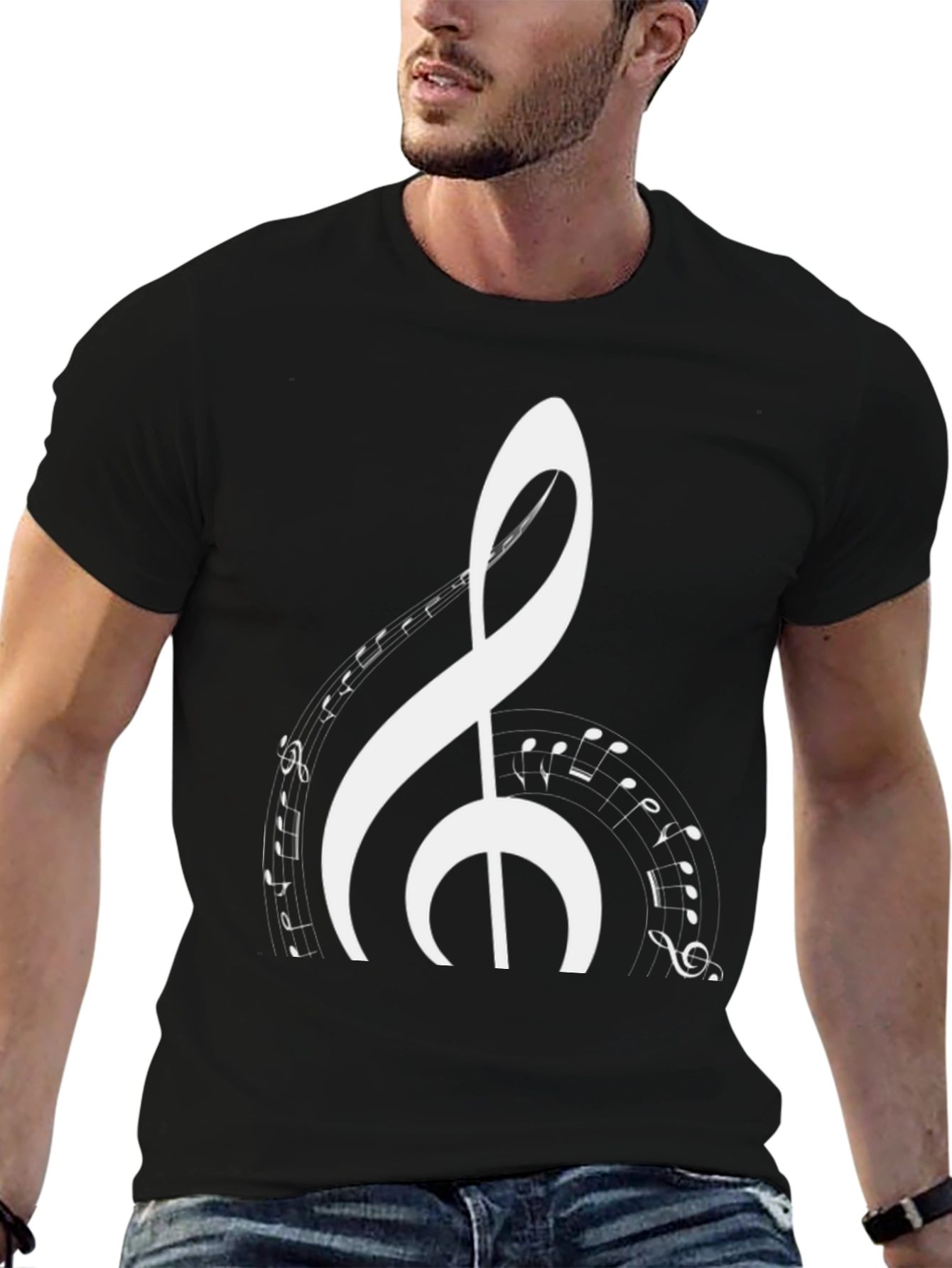 Musical Note Graphic Black T-Shirt
