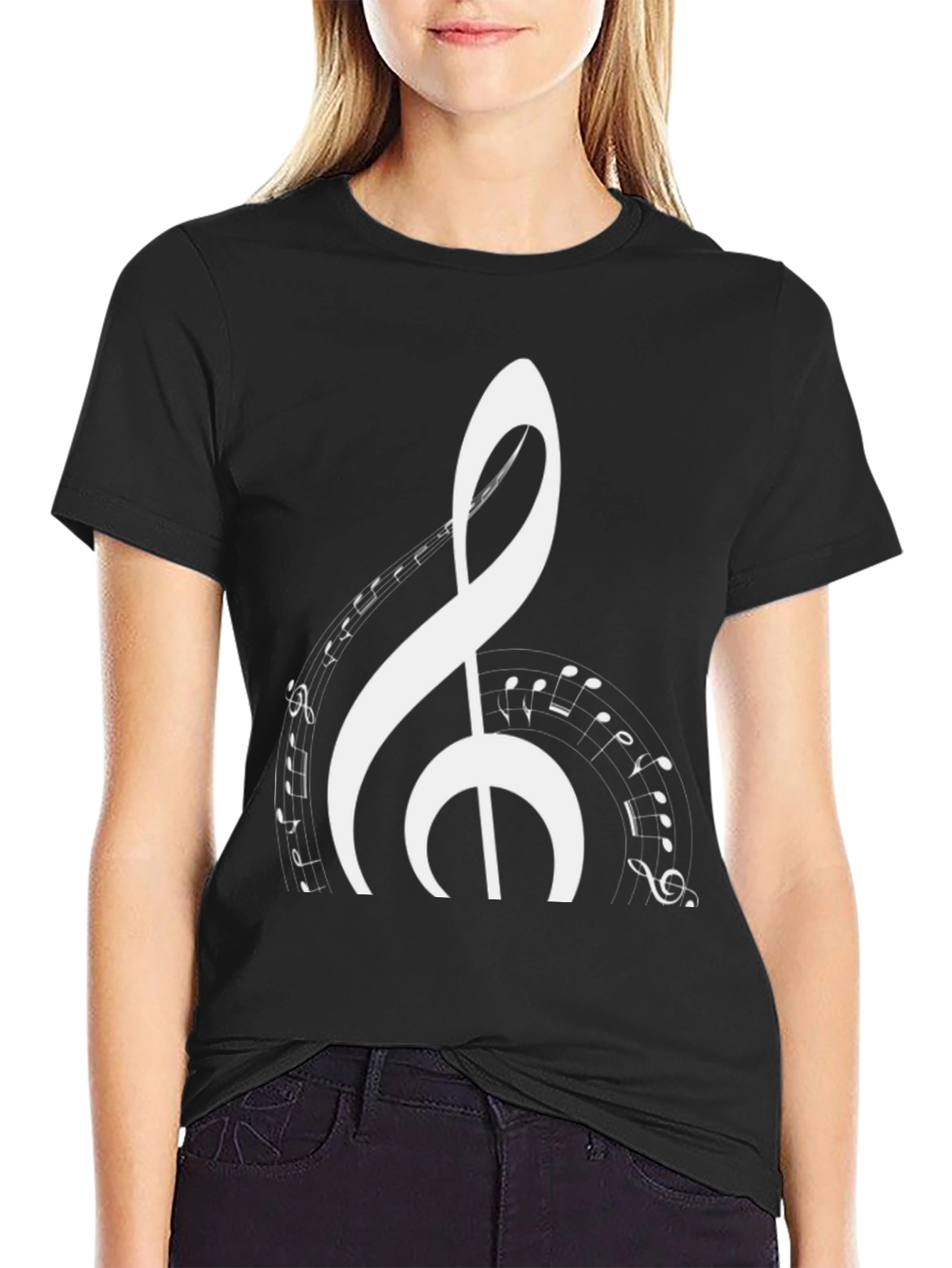 Musical Note Graphic Black T-Shirt