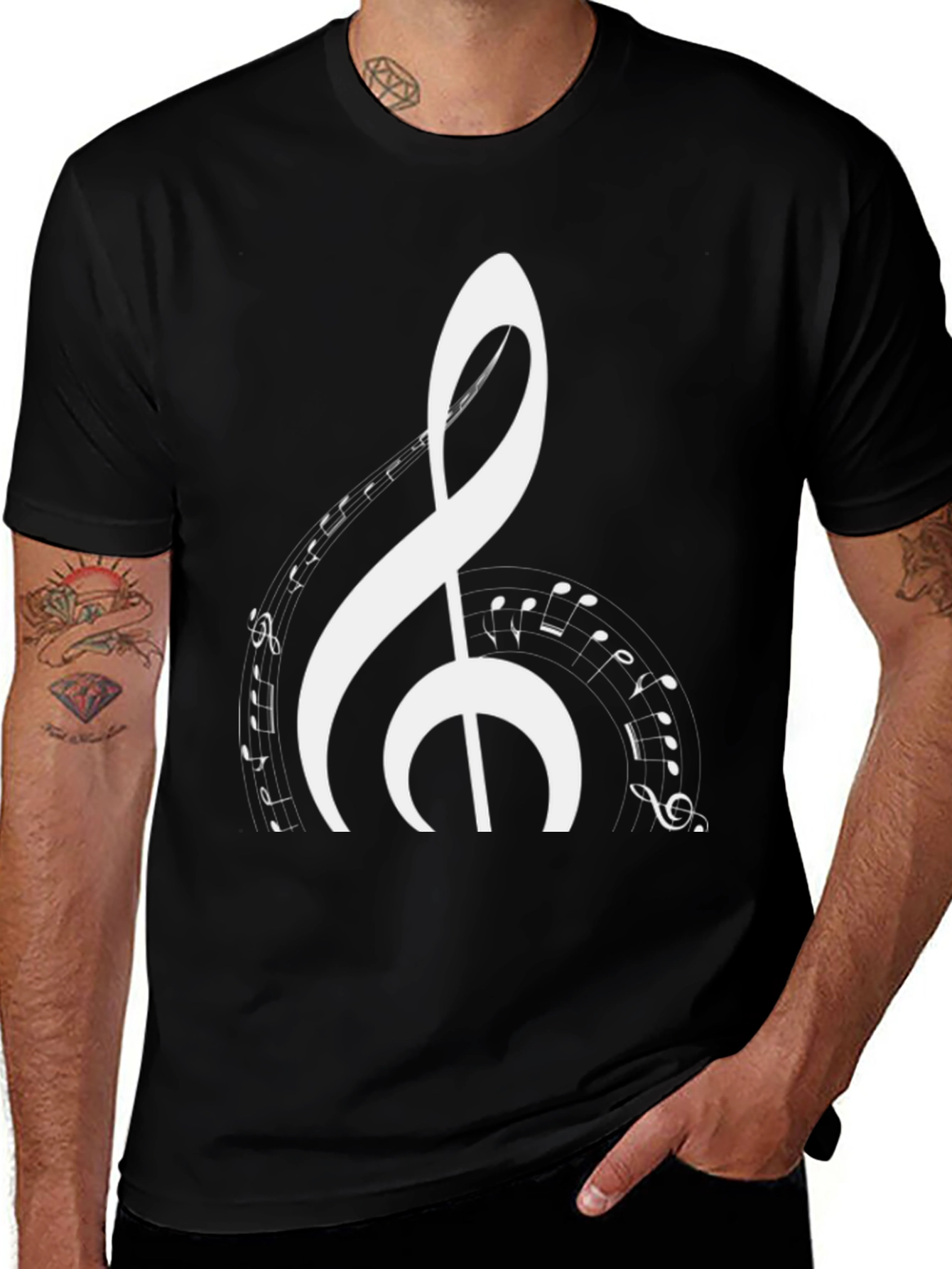 Musical Note Graphic Black T-Shirt