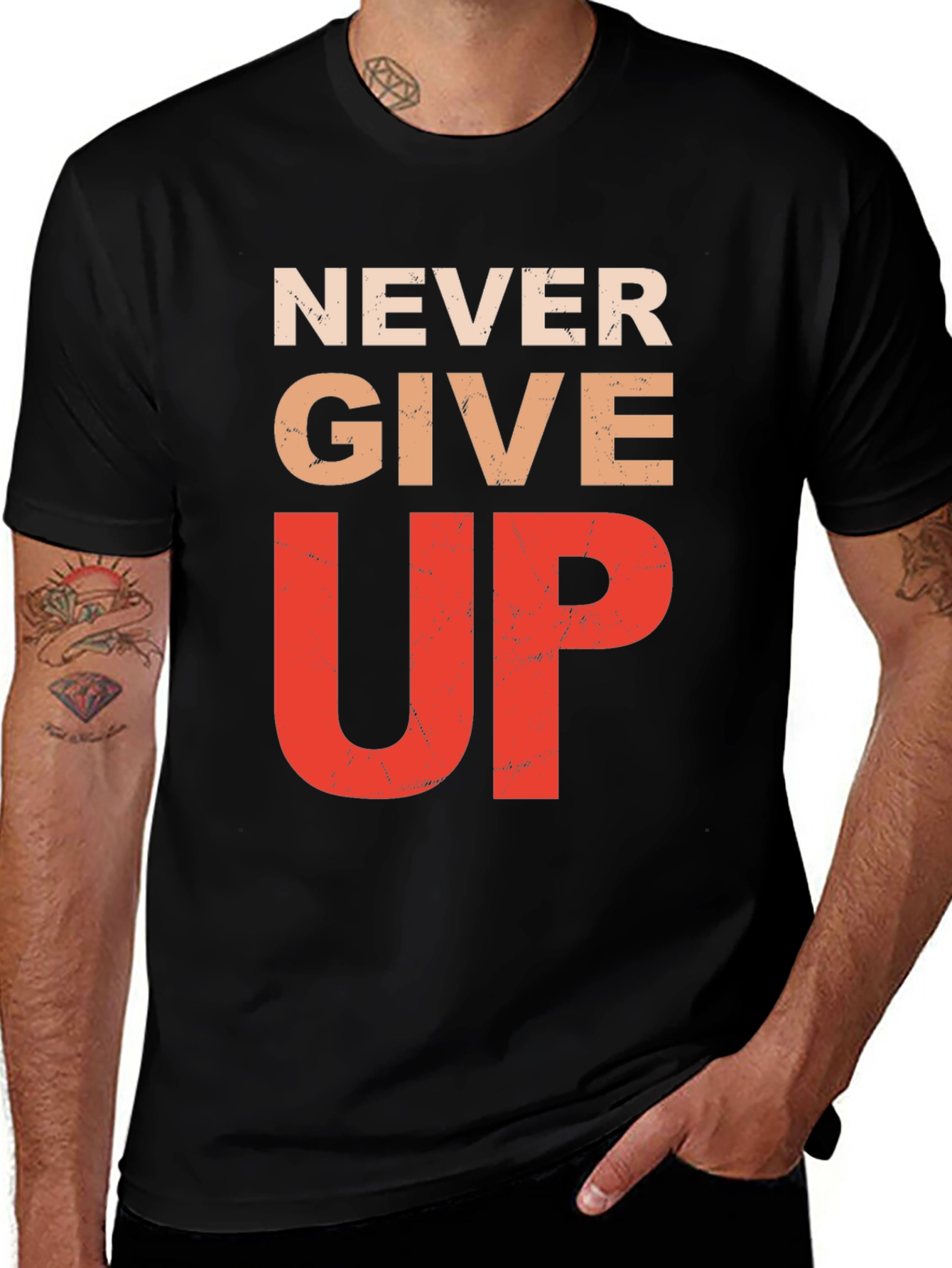 Never Give Up Graphic Tee - Inspirational Motivation Shirt