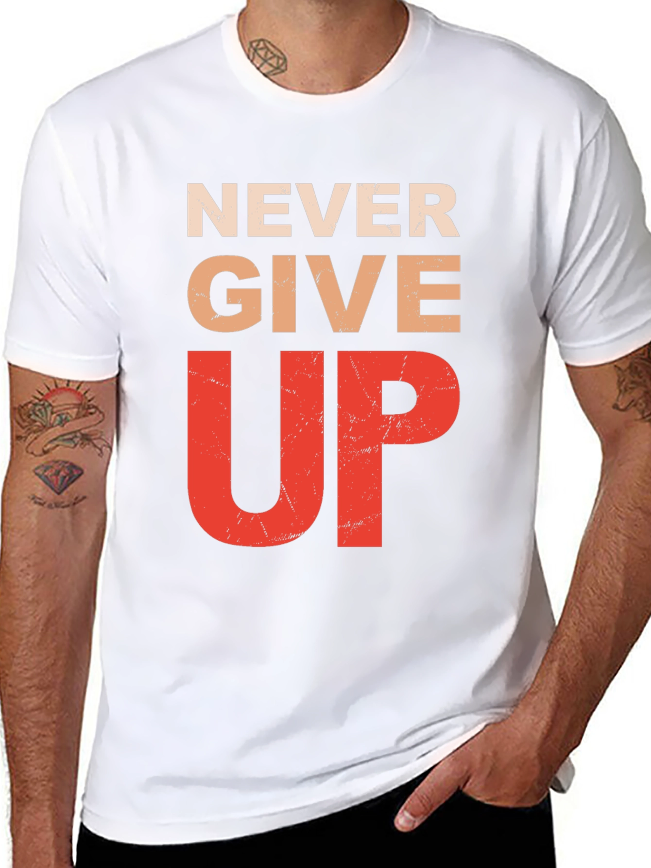 Never Give Up Graphic Tee - Inspirational Motivation Shirt