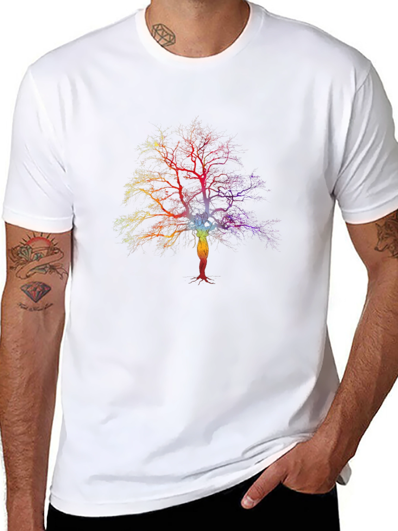 Rainbow Tree Chakra T-Shirt - Black