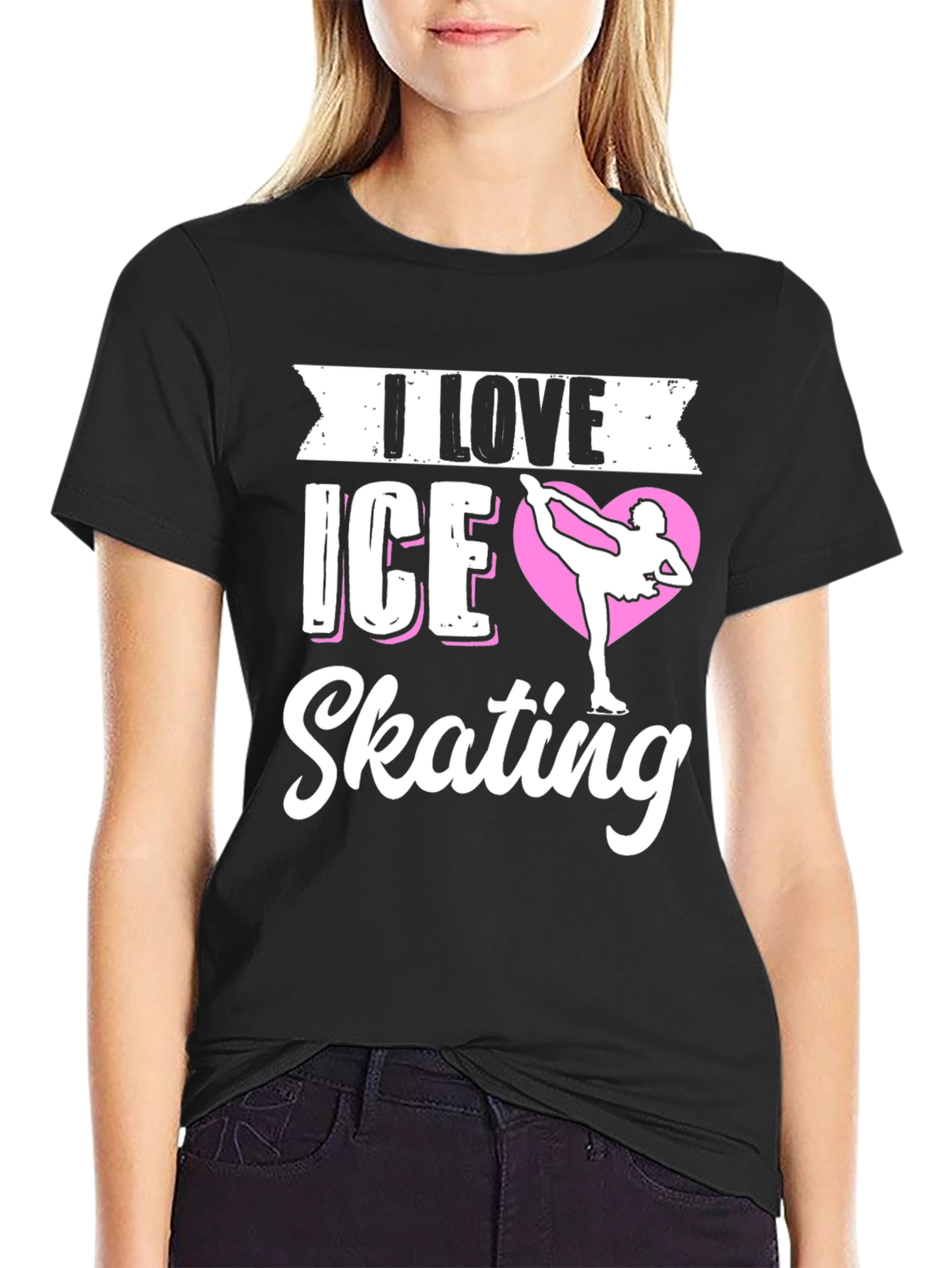 I Love Ice Skating Graphic Tee - Black
