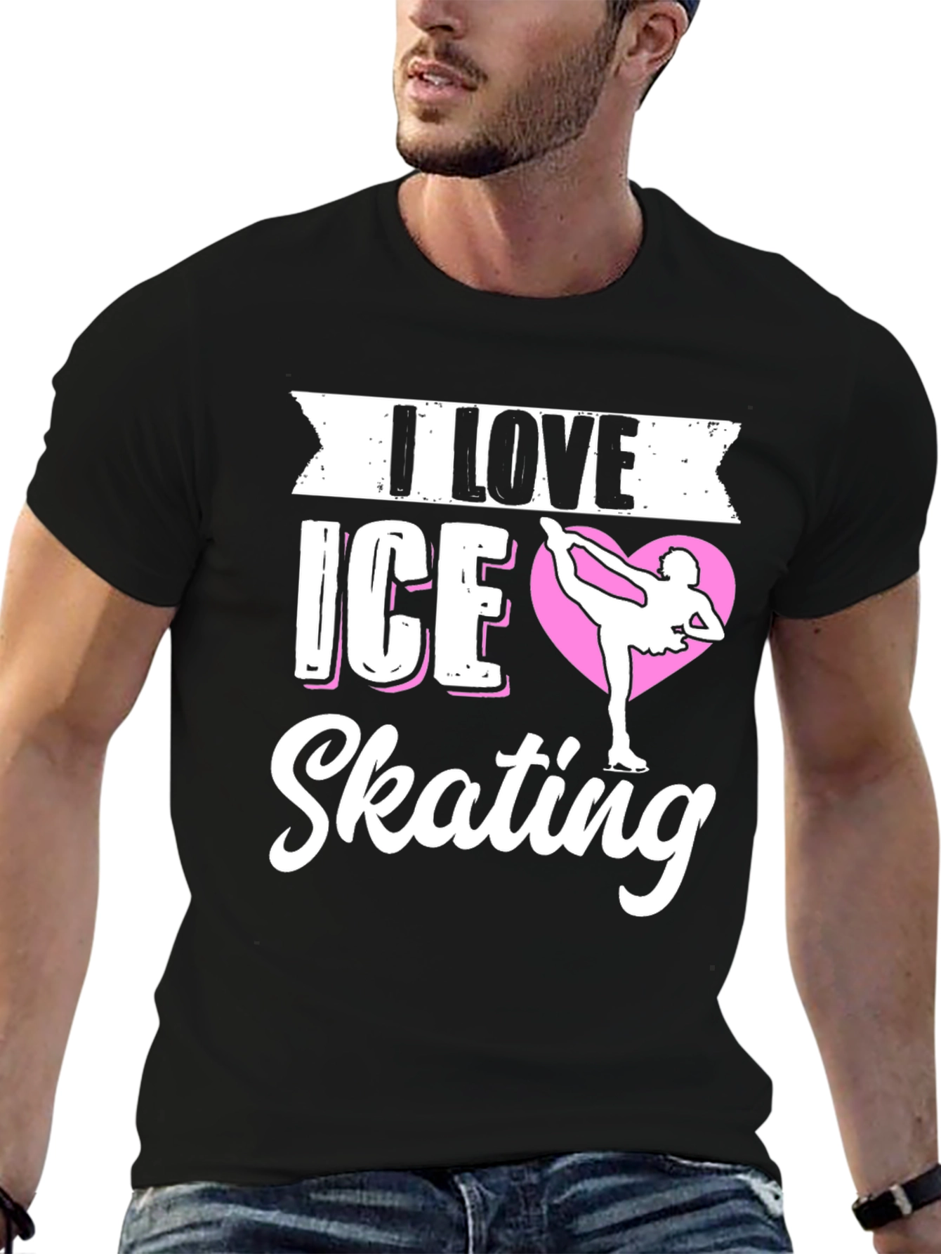I Love Ice Skating Graphic Tee - Black