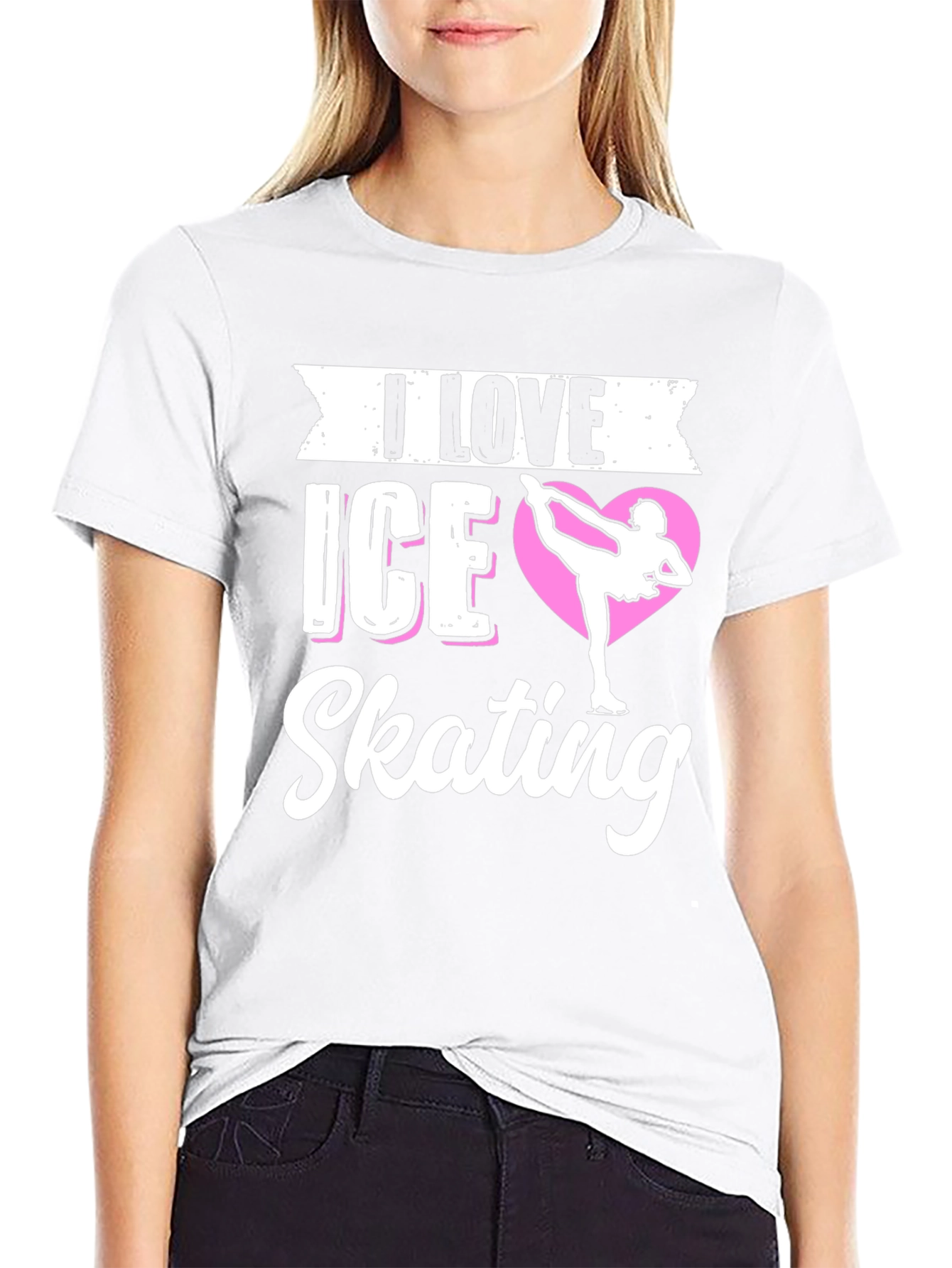 I Love Ice Skating Graphic Tee - Black