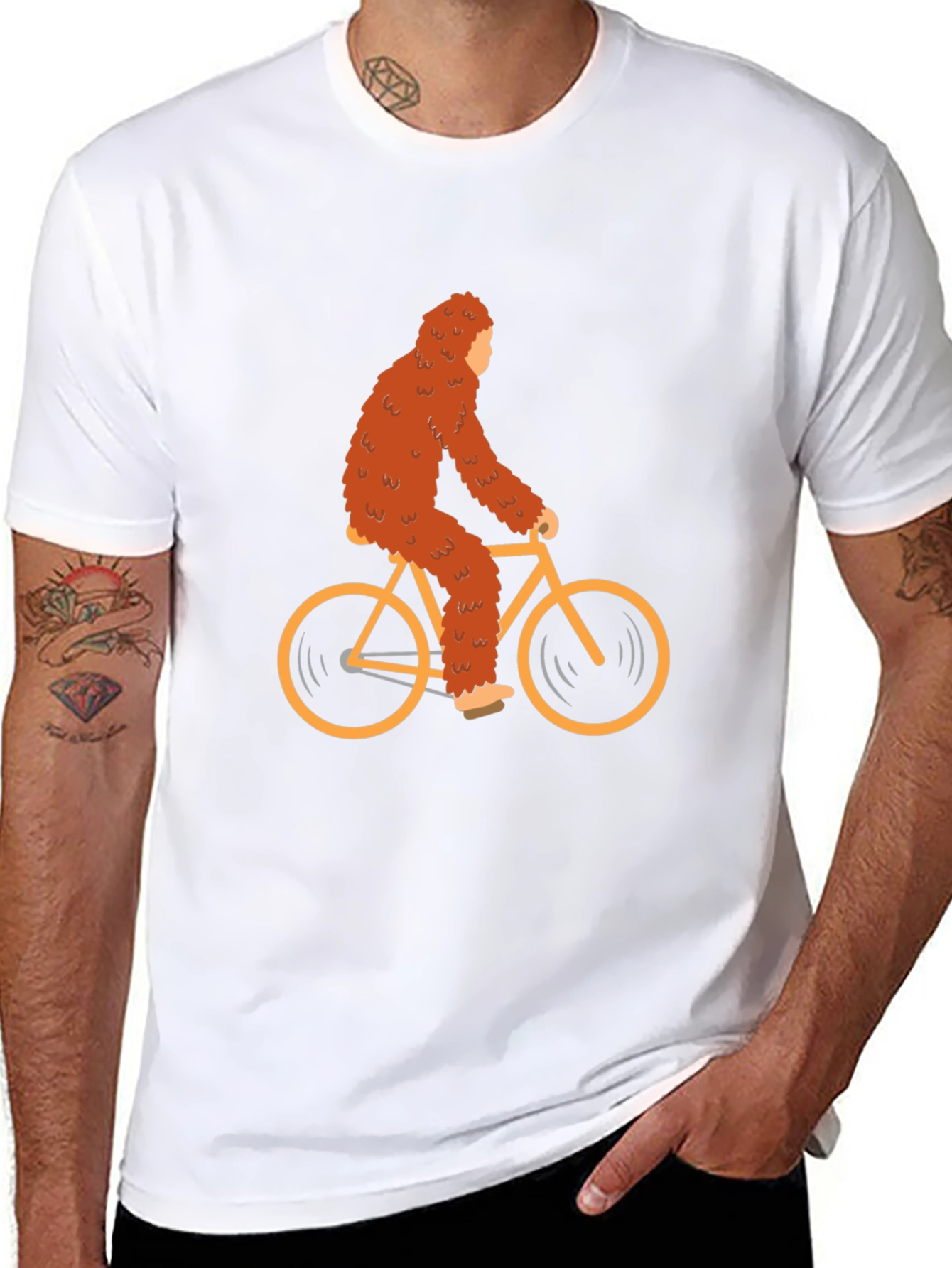Sasquatch Riding Bike Graphic Tee