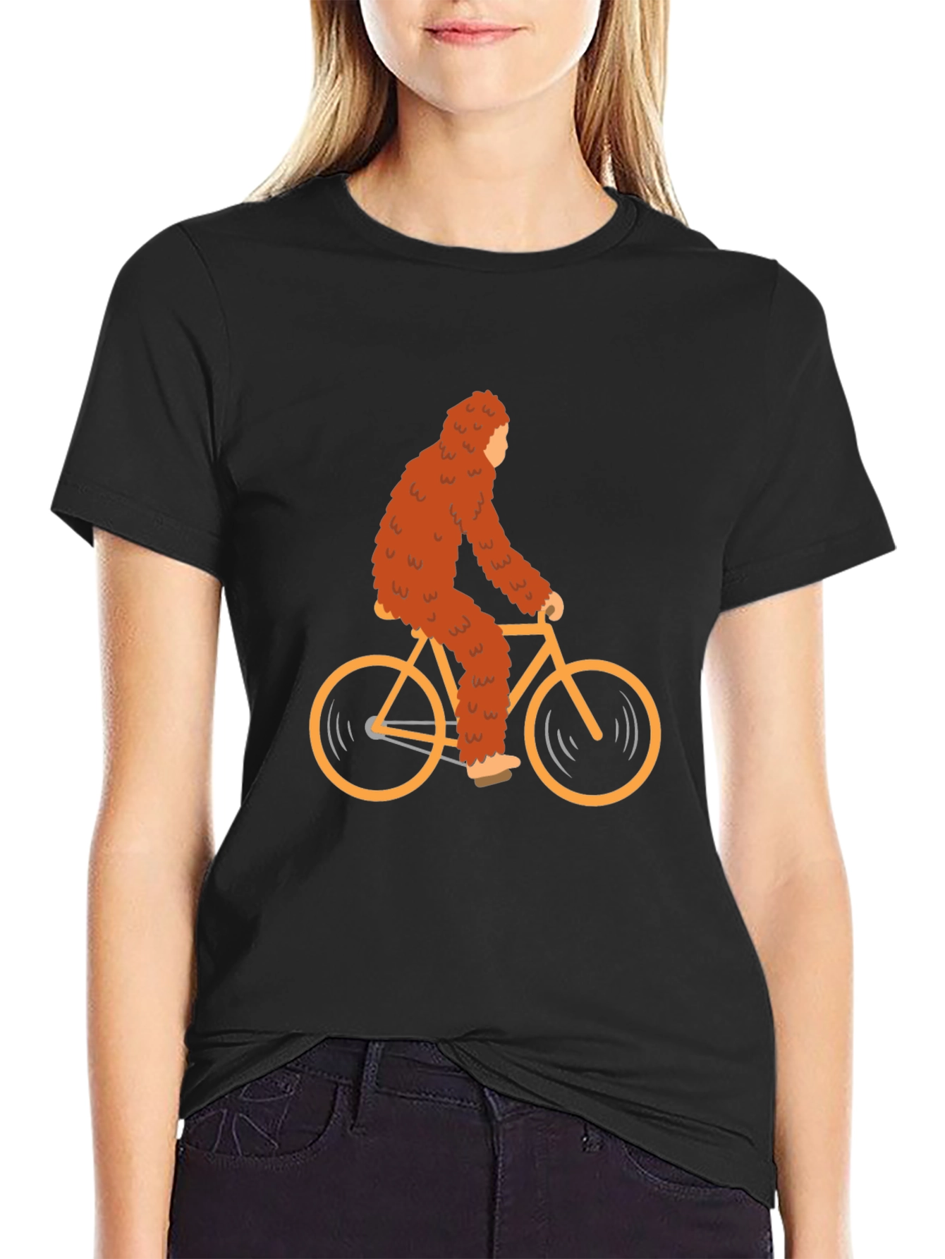 Sasquatch Riding Bike Graphic Tee