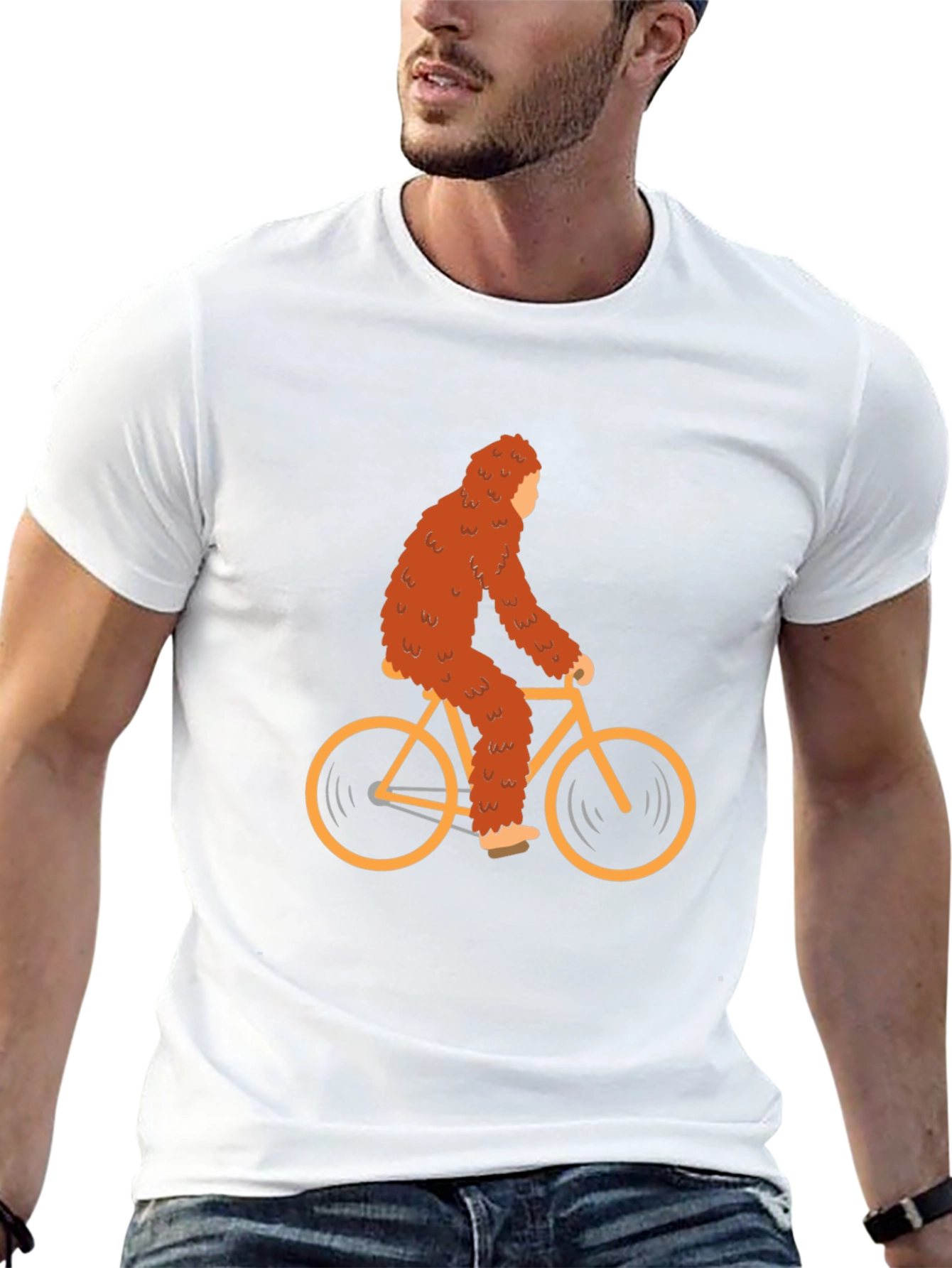 Sasquatch Riding Bike Graphic Tee