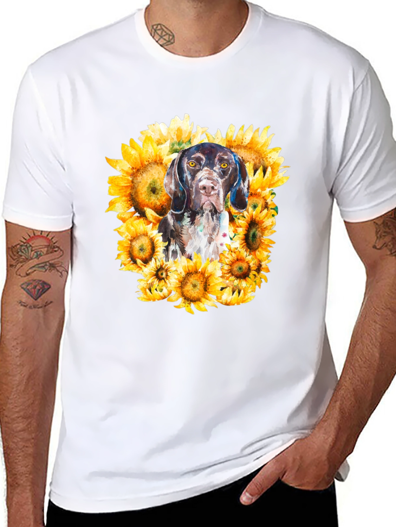Dog and Sunflower Graphic Tee