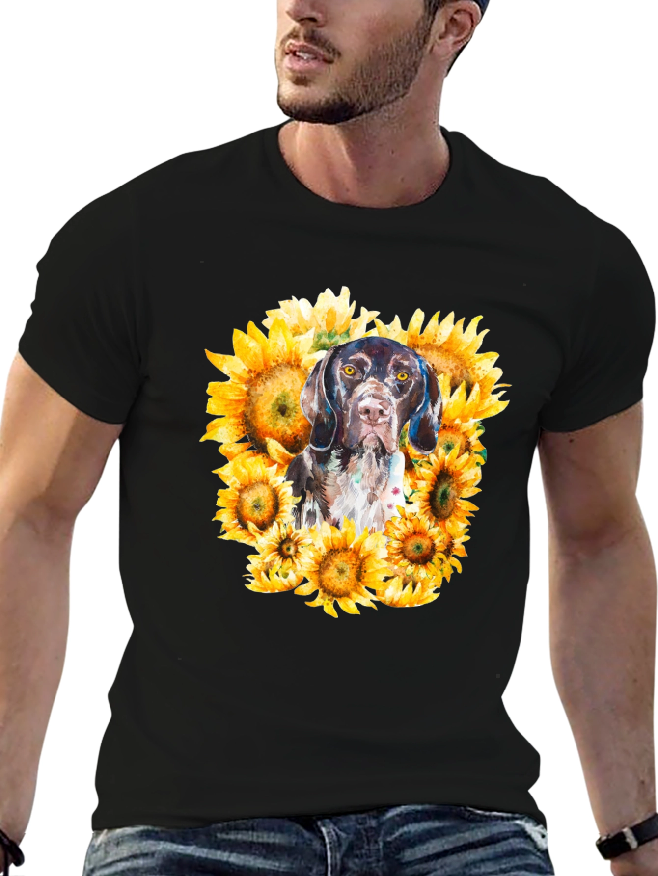 Dog and Sunflower Graphic Tee