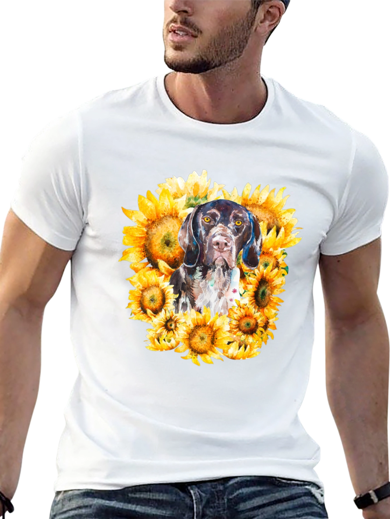 Dog and Sunflower Graphic Tee