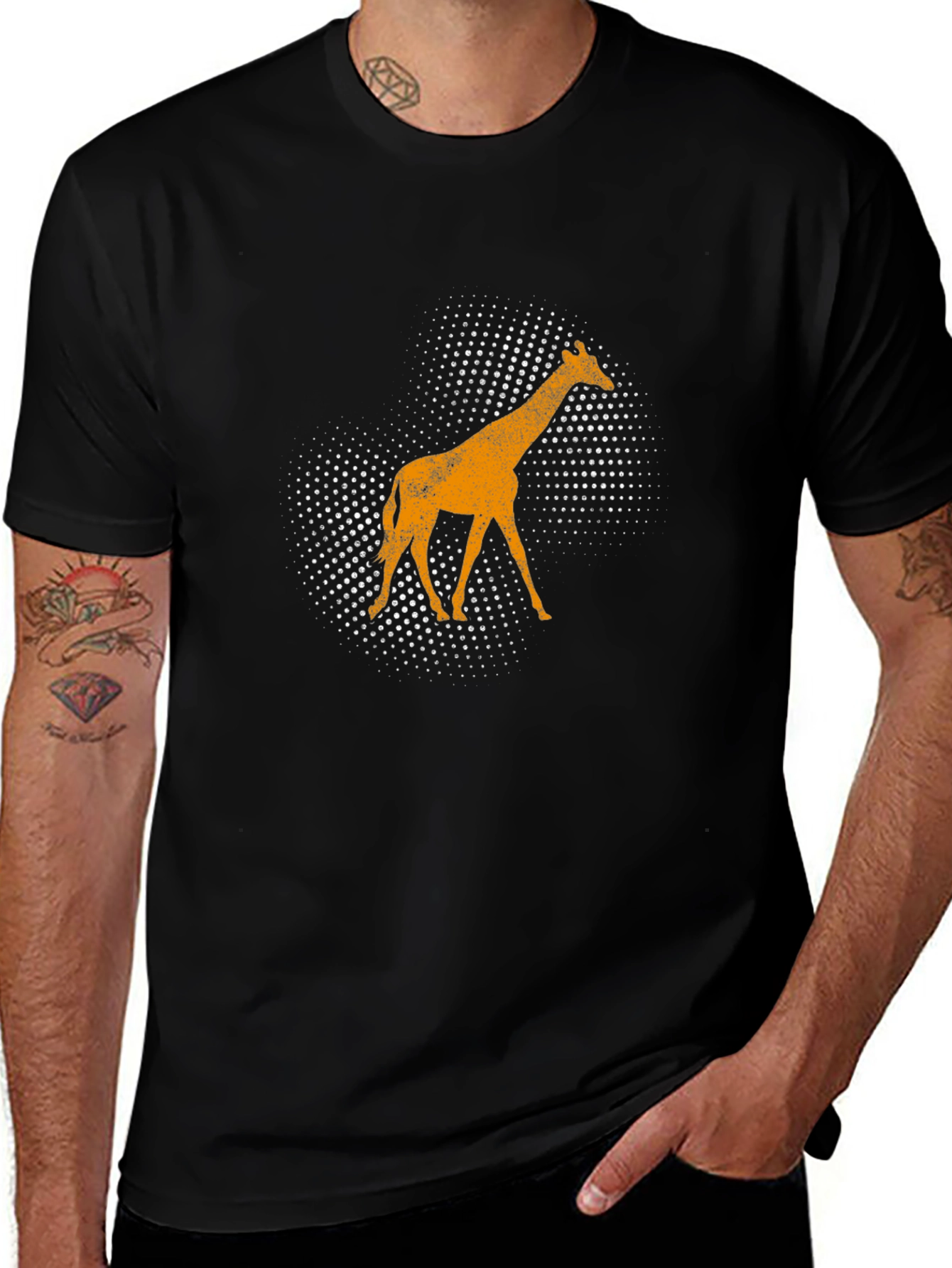 Giraffe Graphic Tee - Mens Black T-Shirt